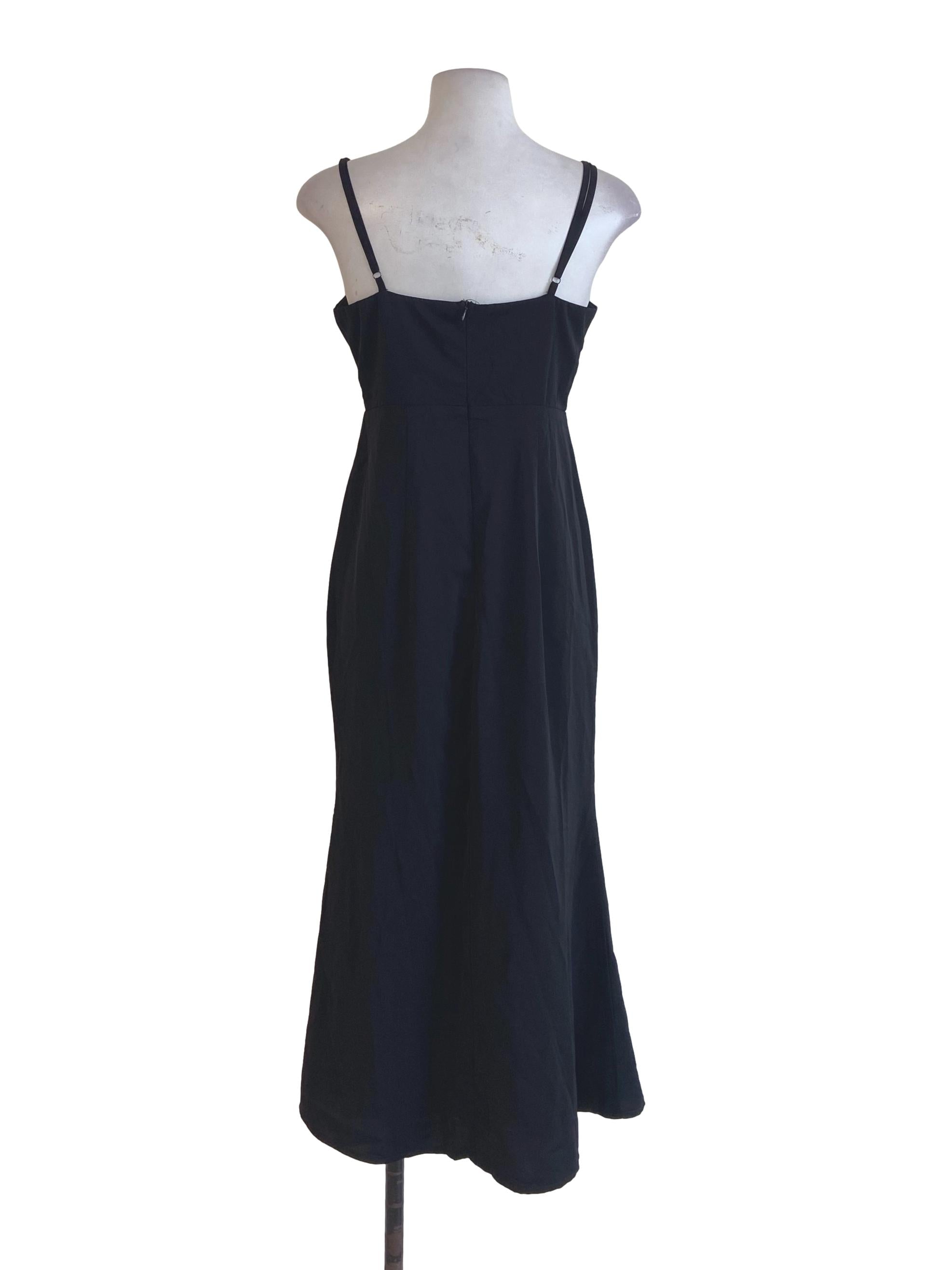 Black Spaghetti Strap Silk Slip Dress