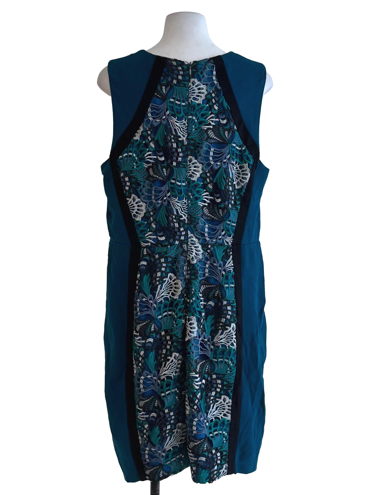 Ocean Blue Jewel Neckline A-Line Dress