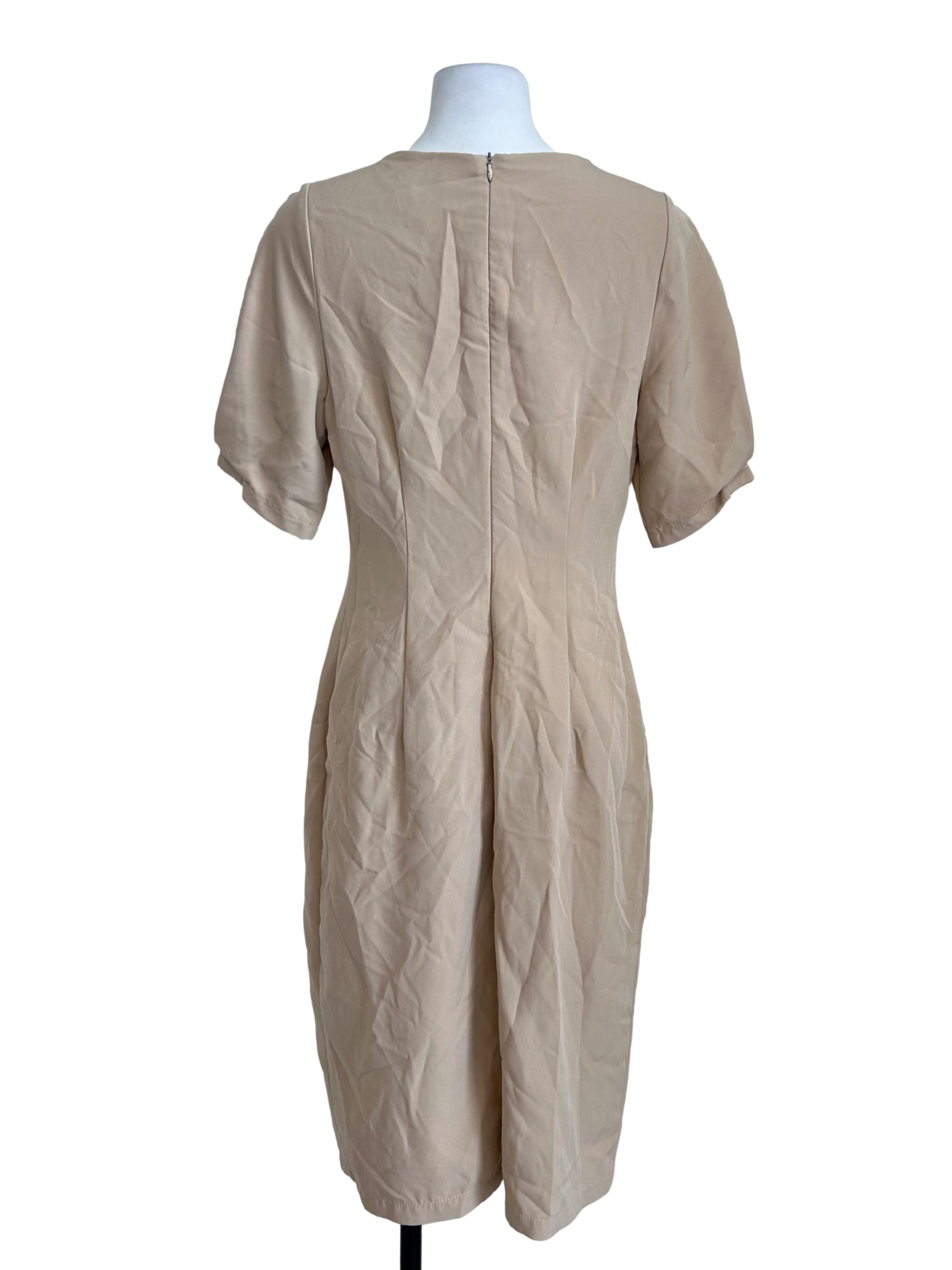 Beige Button Down Midi Dress