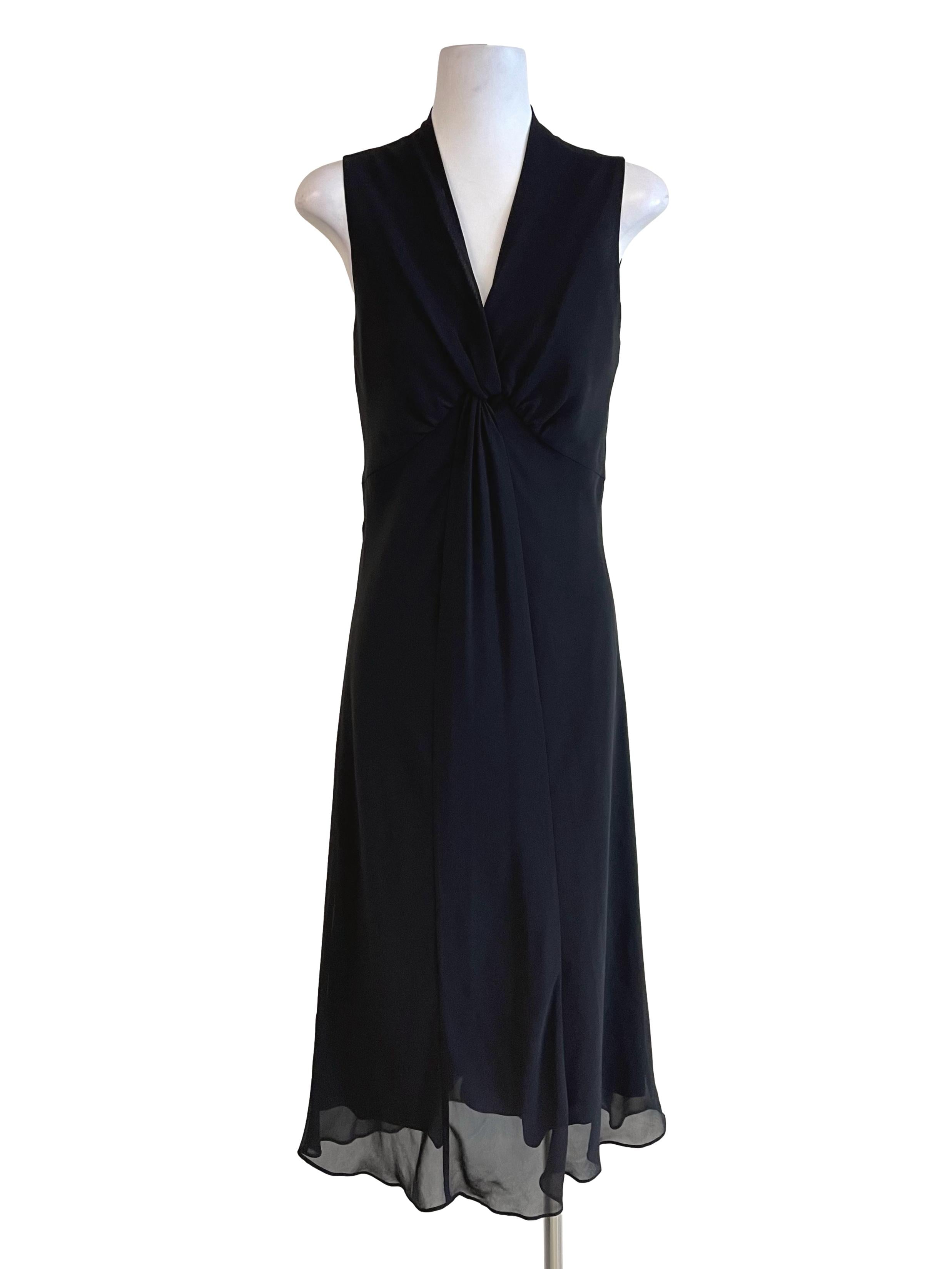 G2000 Black Draped Mesh Elegant Dress