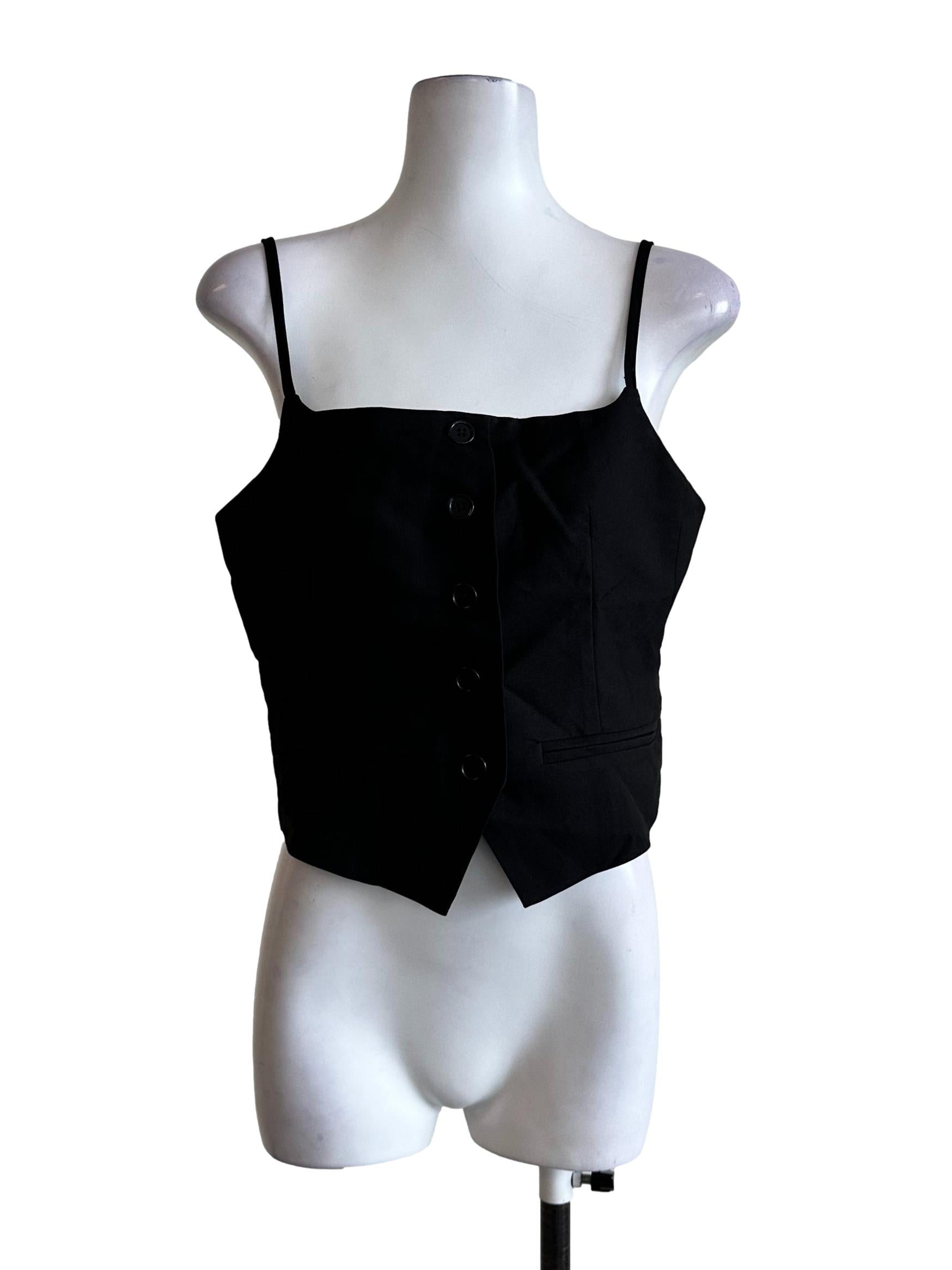 Black Button Sleeveless Top