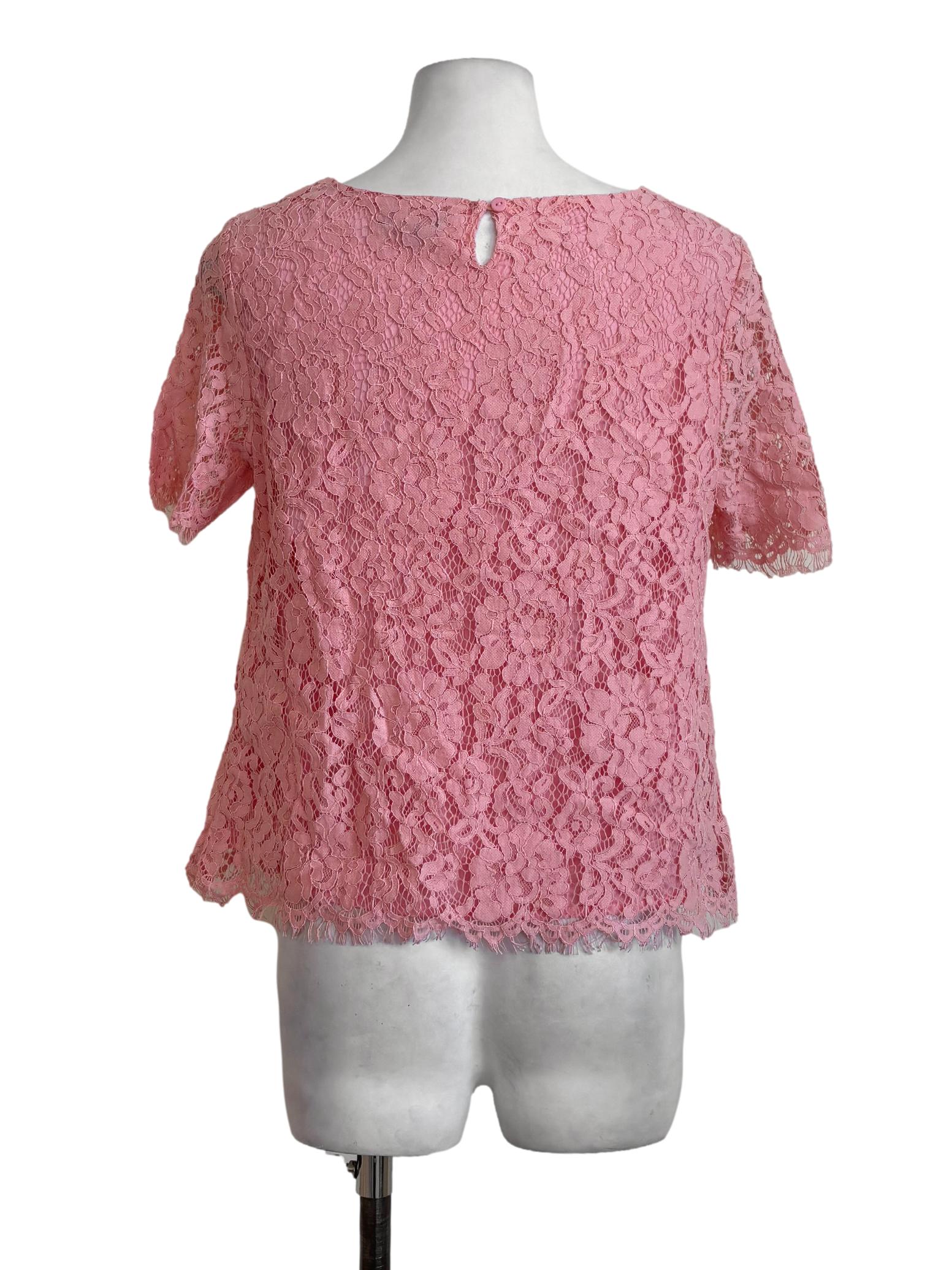 Watermelon Floral Lace Sheer Top