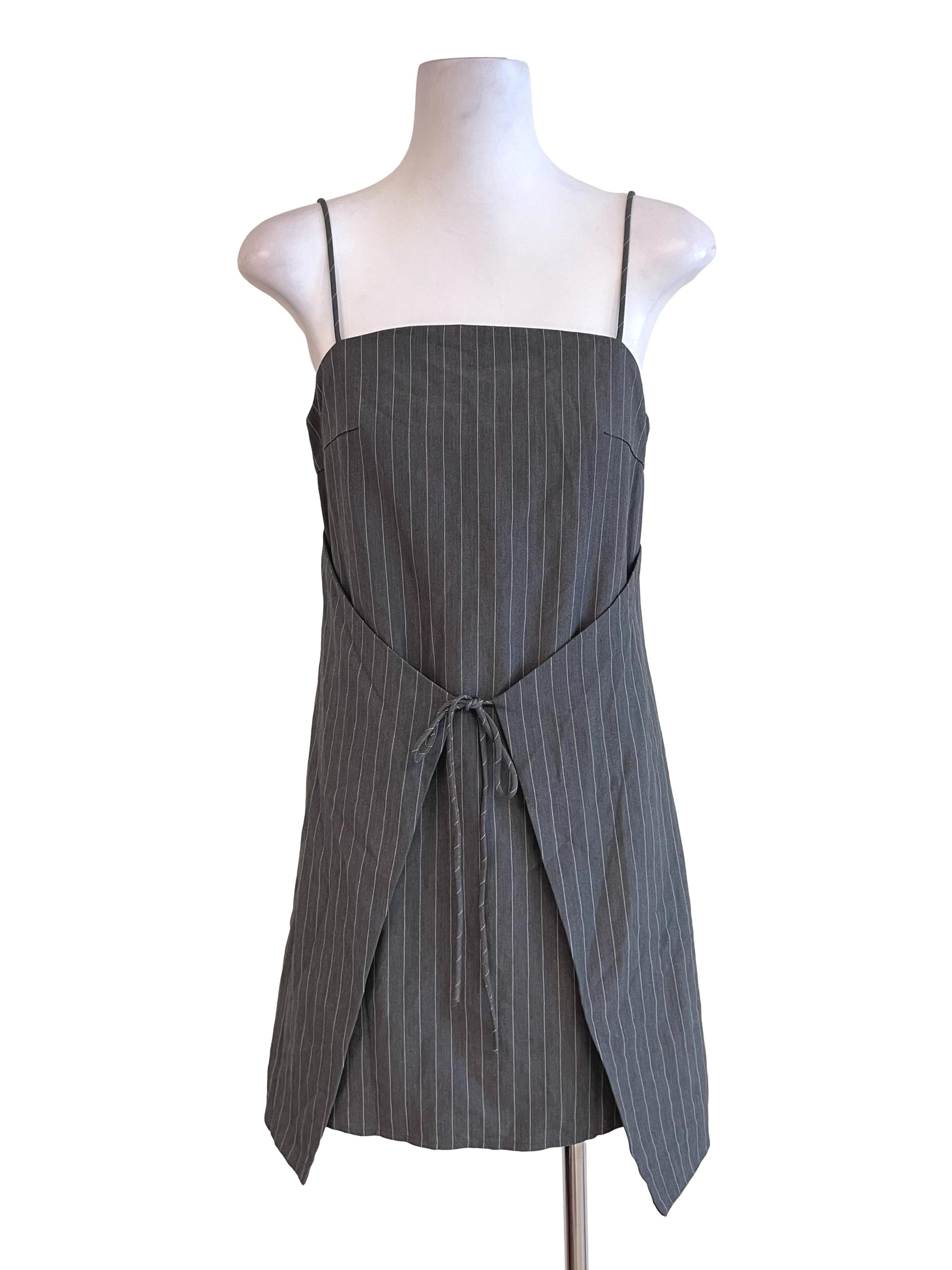 Grey Pinstripes Overlay Dress LB