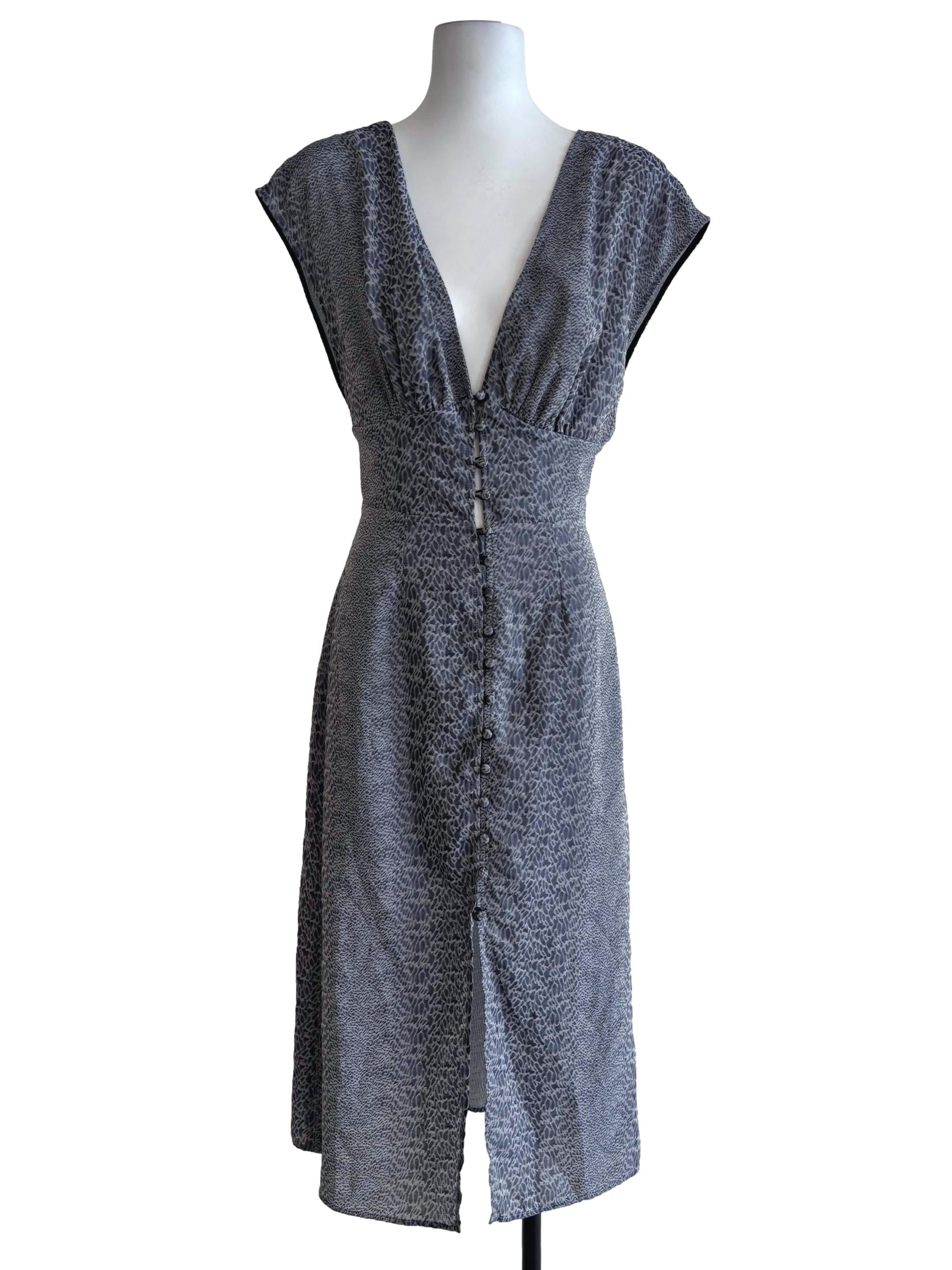 Stone Blue Cheetah Print Slip Dress