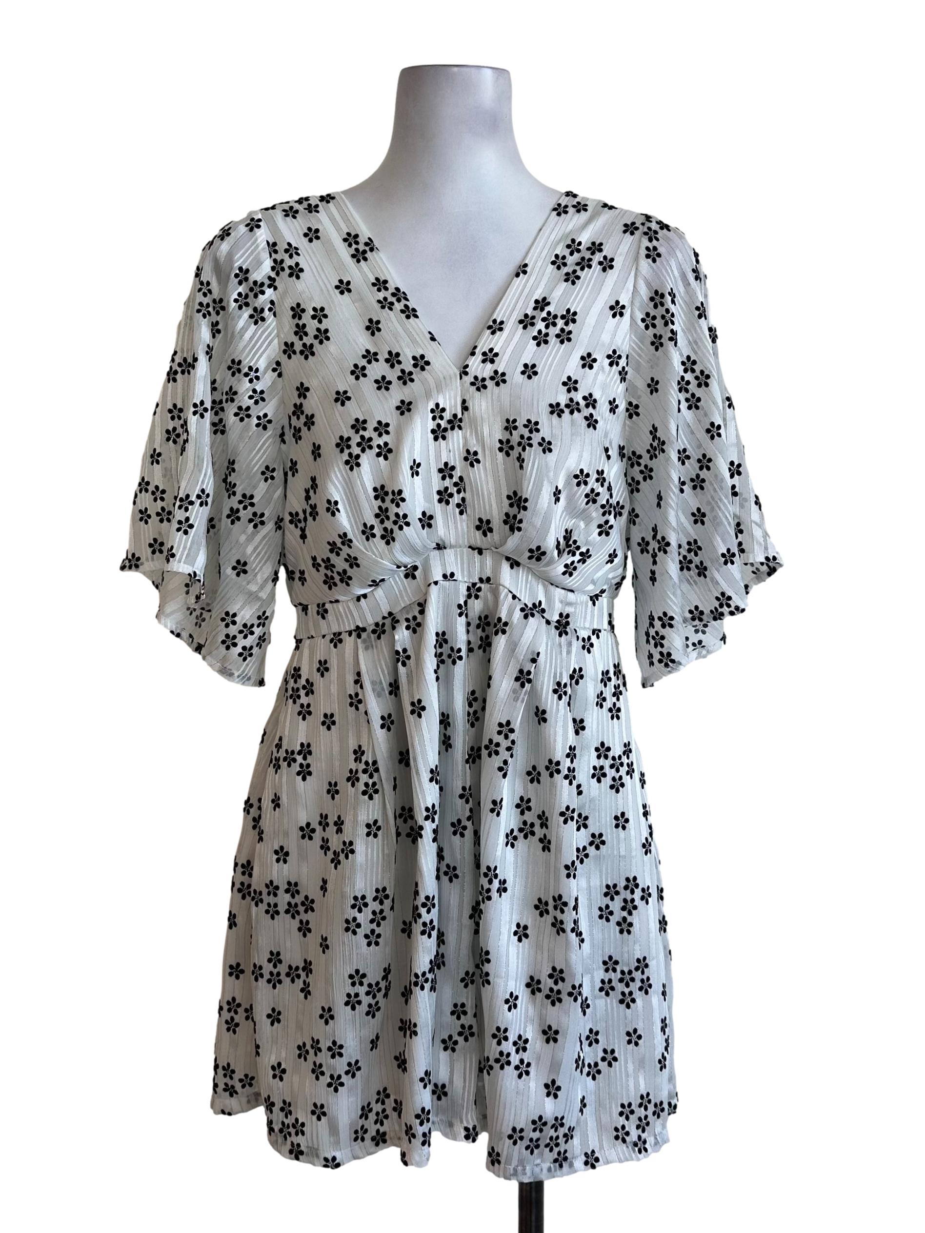 Salt White Pattern Textured V Neck Rompers