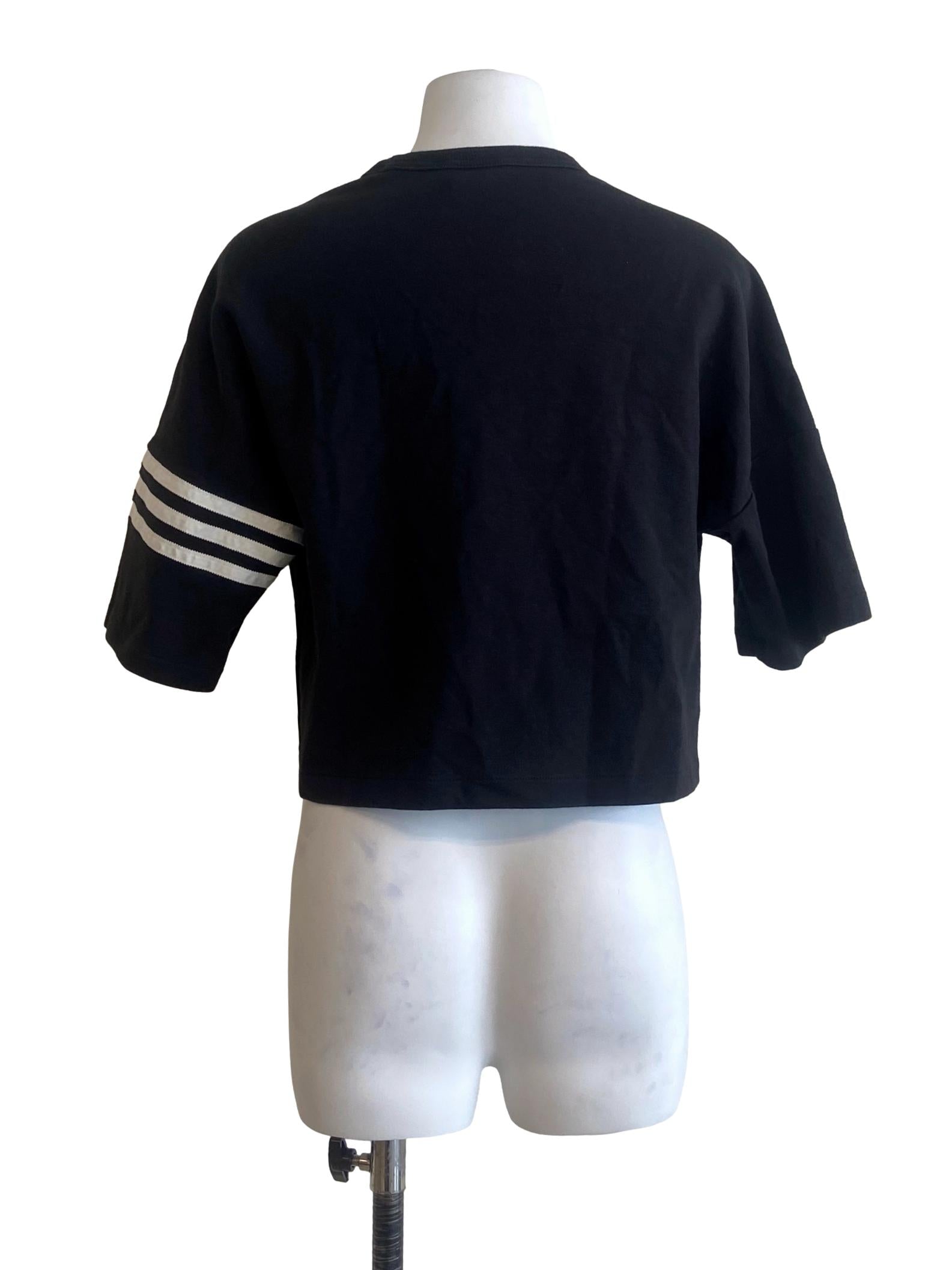 Black Twill Stripe Crop Top
