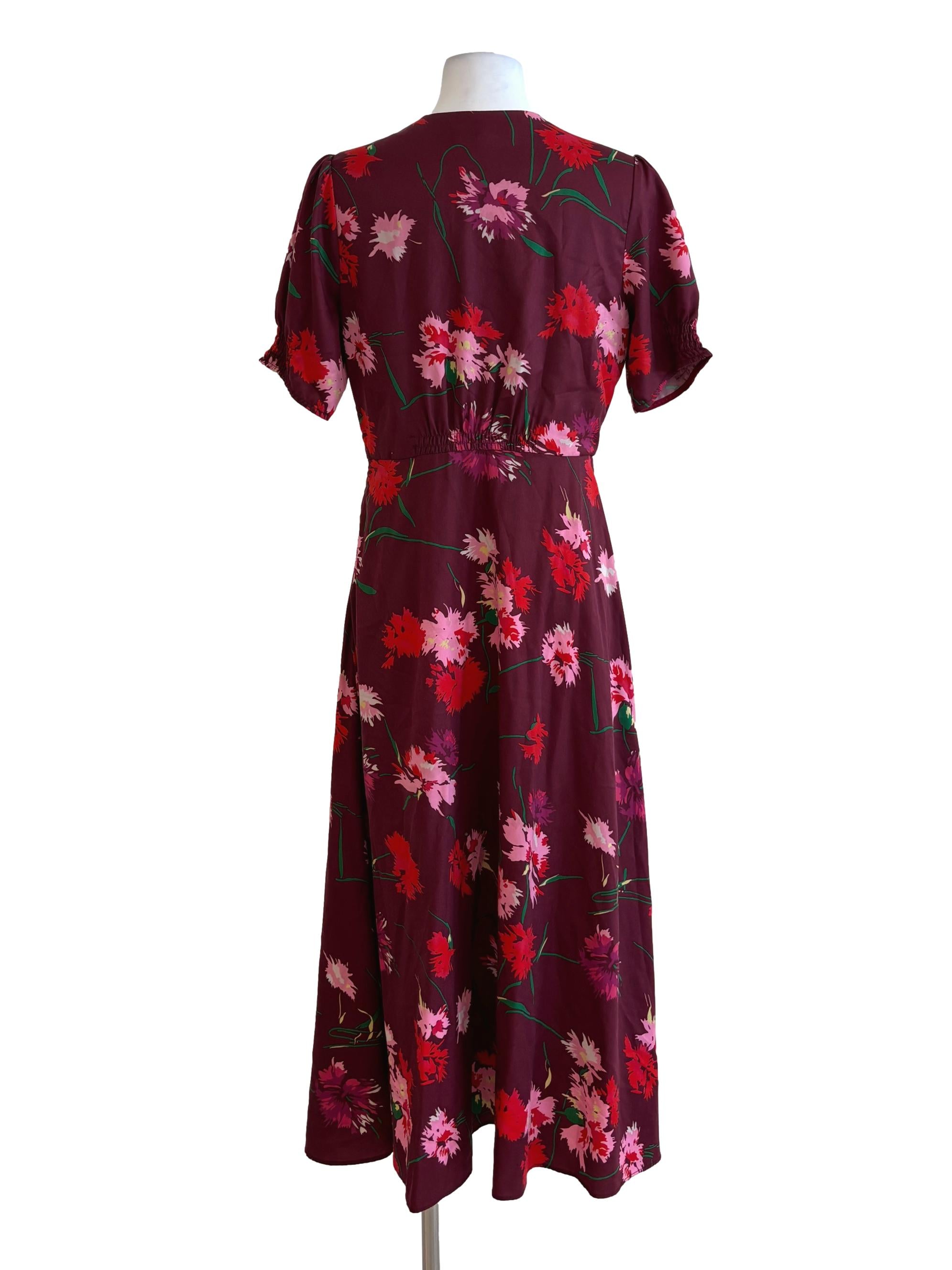 Maroon Floral A-Line Dress