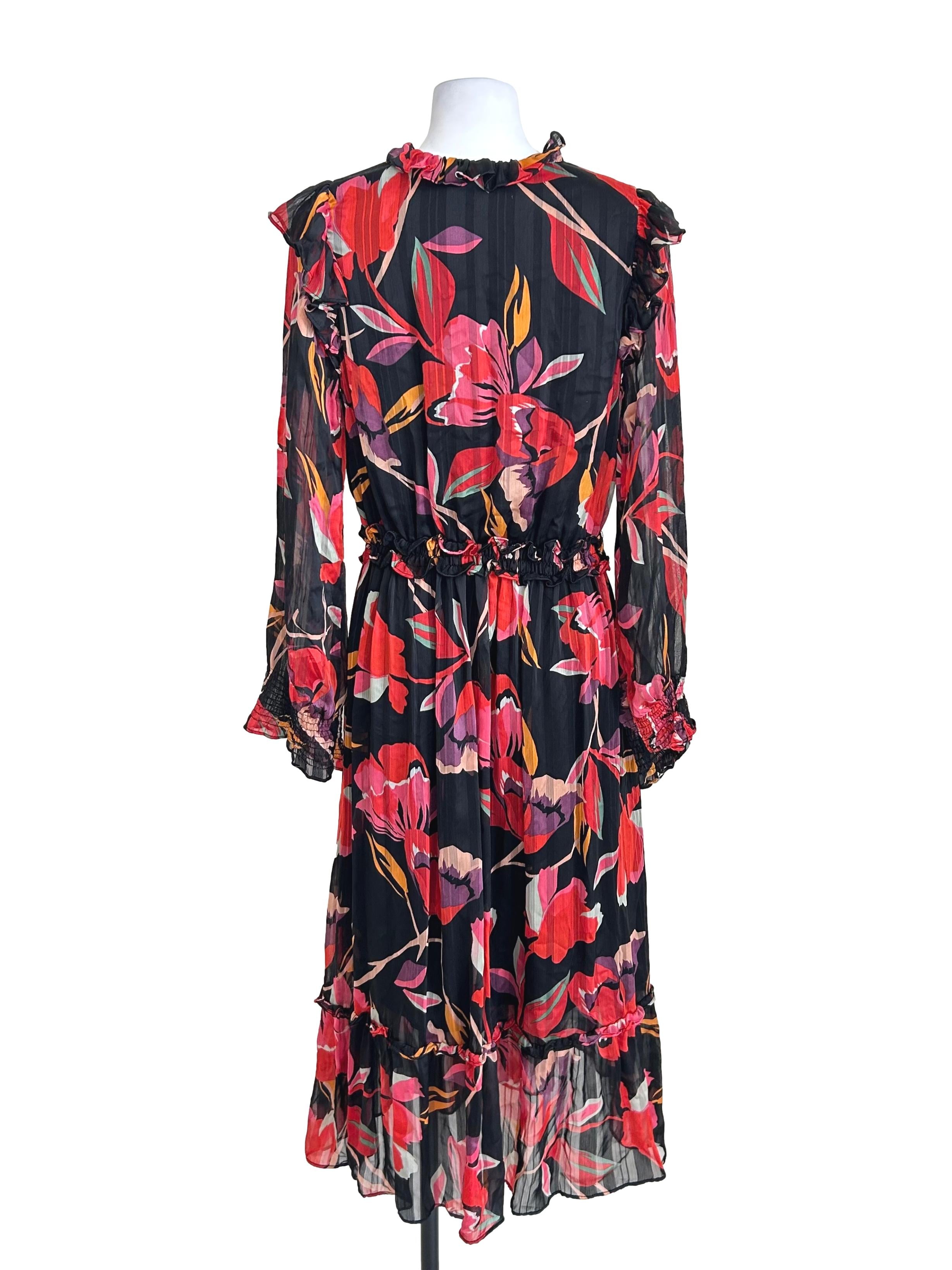 Black Red Ruffled Maxi Dress