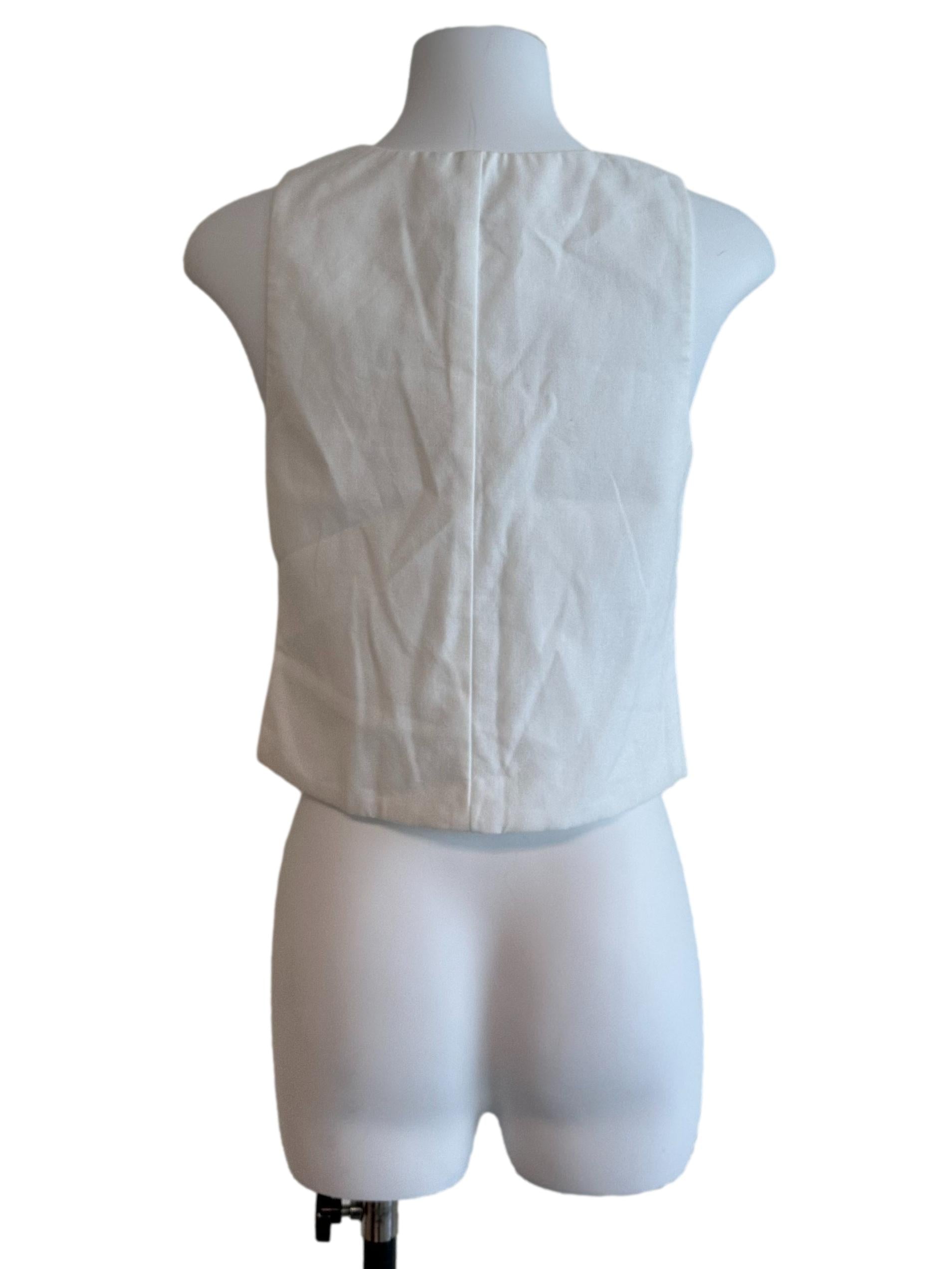 Ivory White V Neck Front Tie Vest
