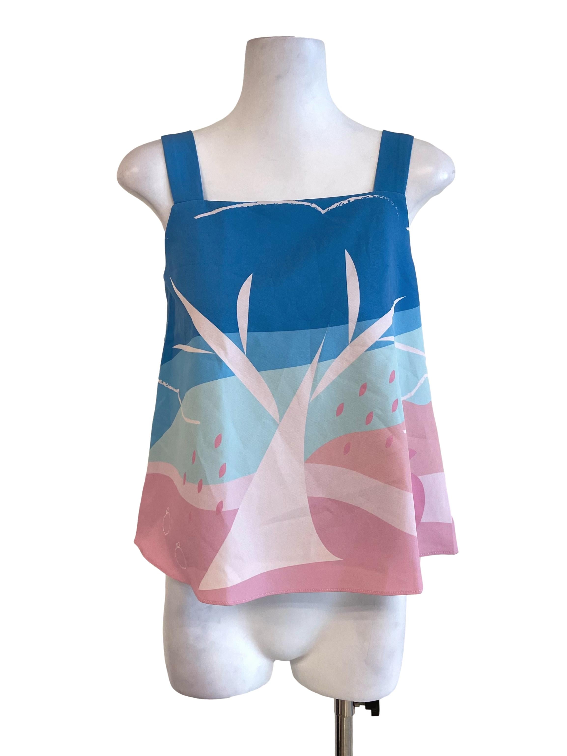 Blue & Pink Graphic Tent Top