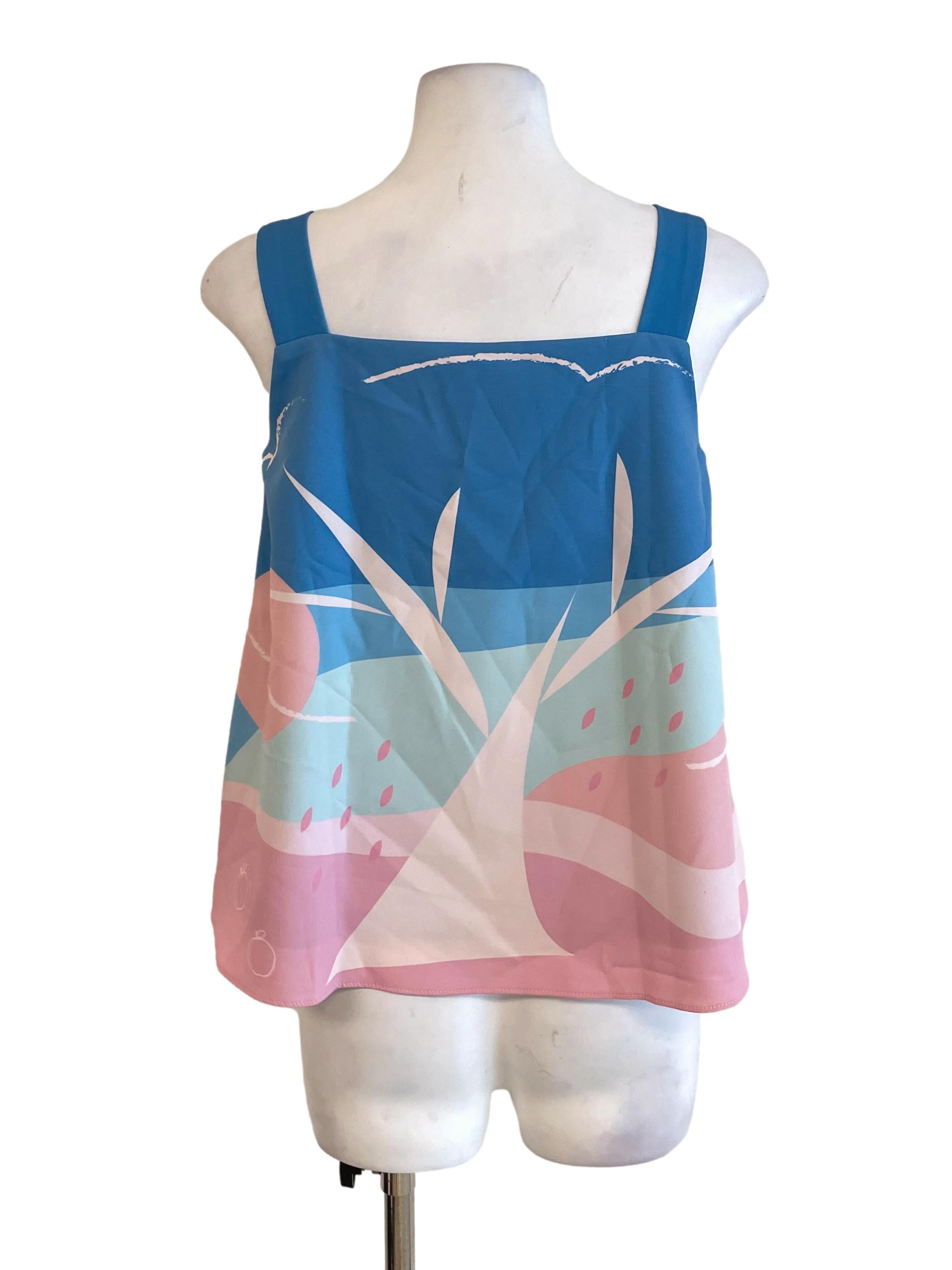 Blue & Pink Graphic Tent Top