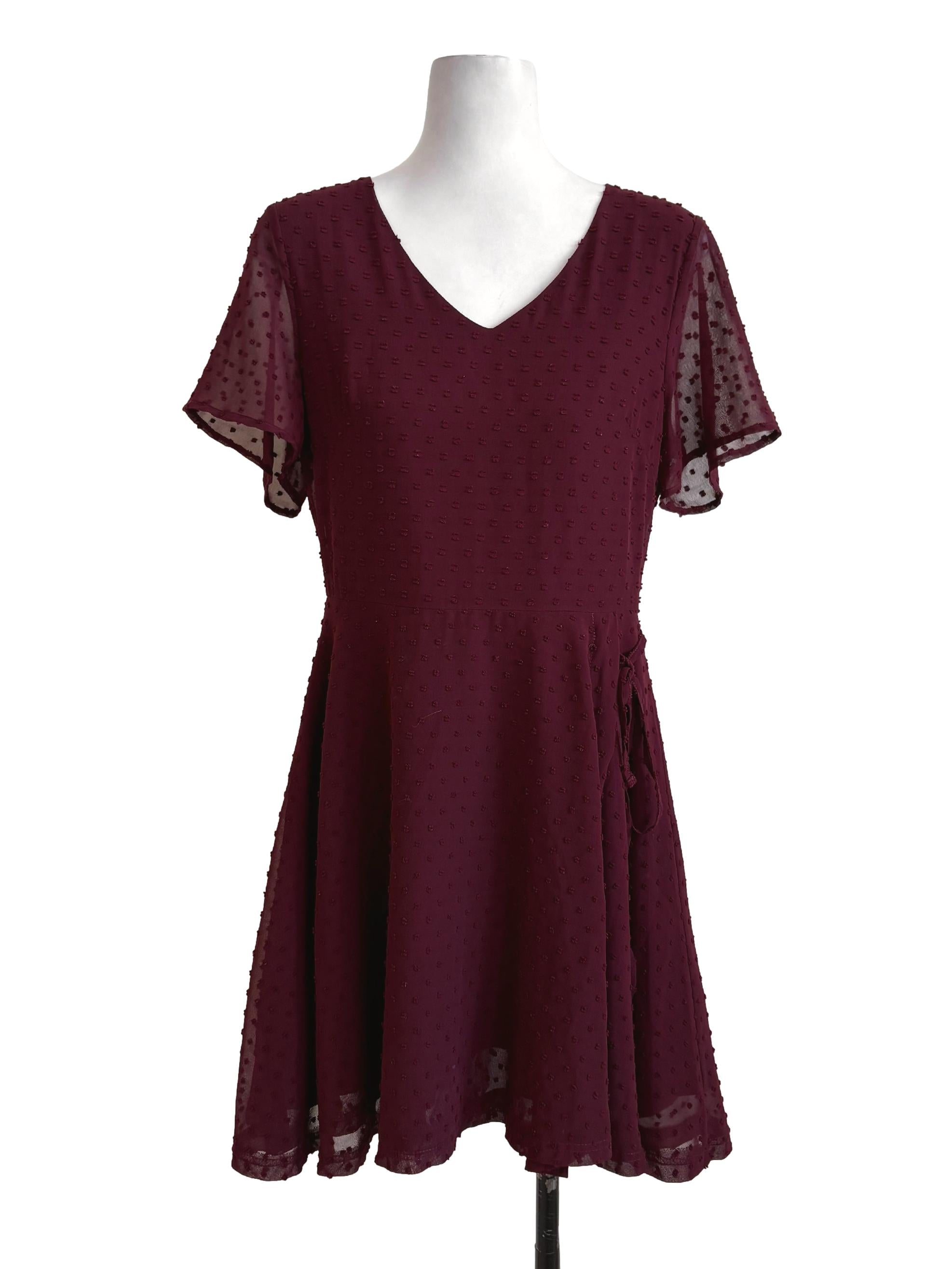 Sangria Swiss Dots A-Line Dress