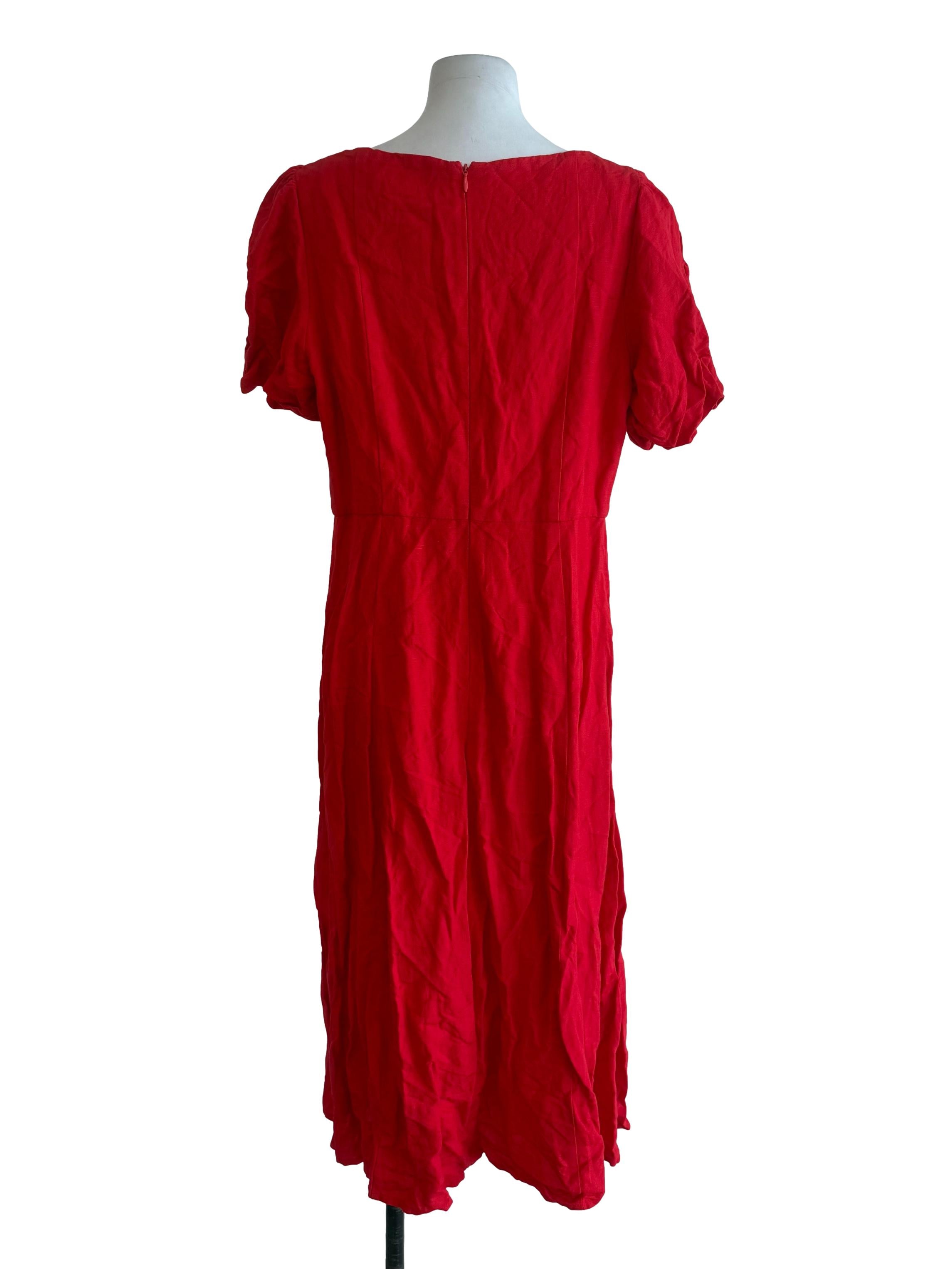 Rose Red Square Neck Dress