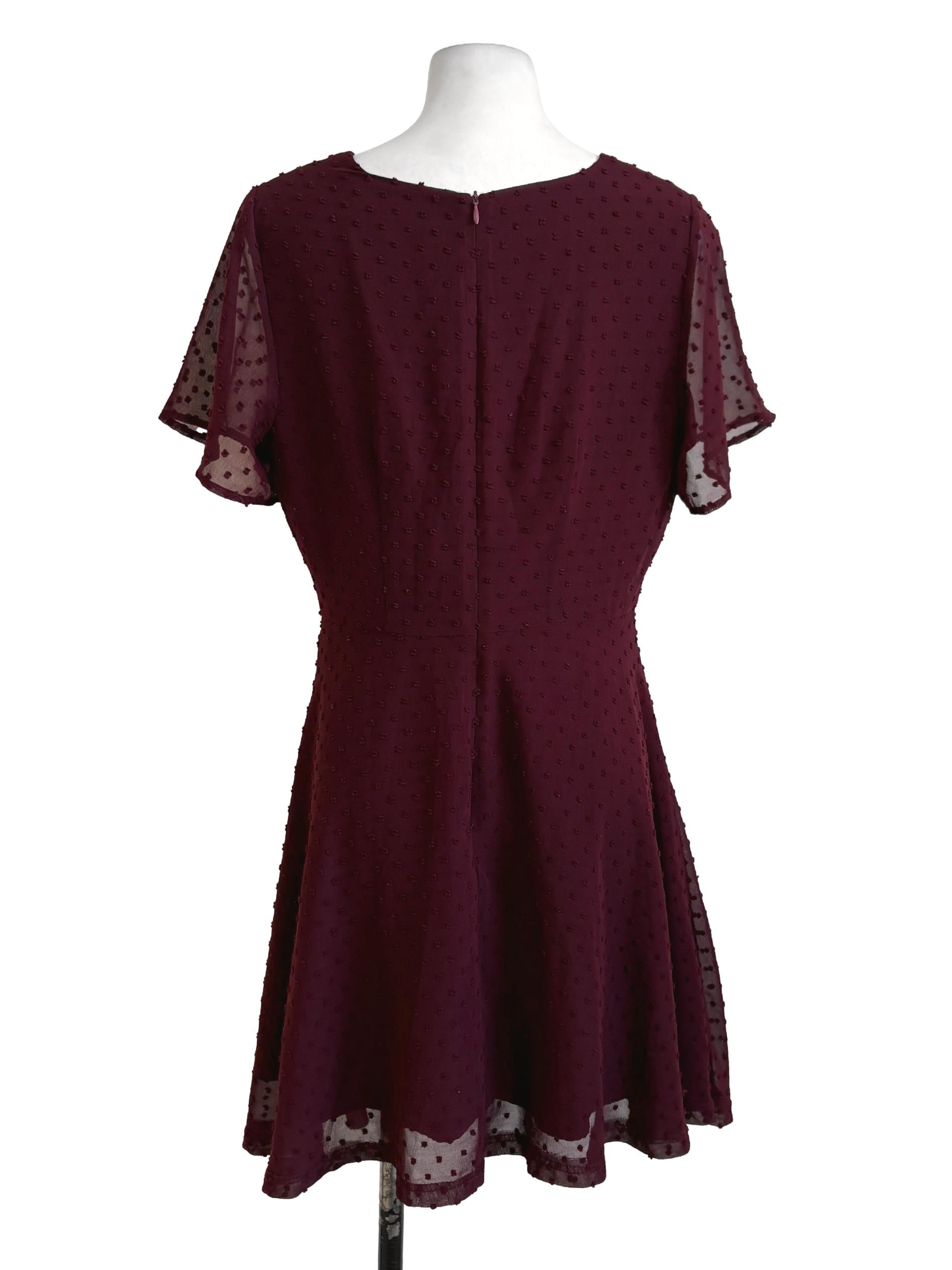 Sangria Swiss Dots A-Line Dress