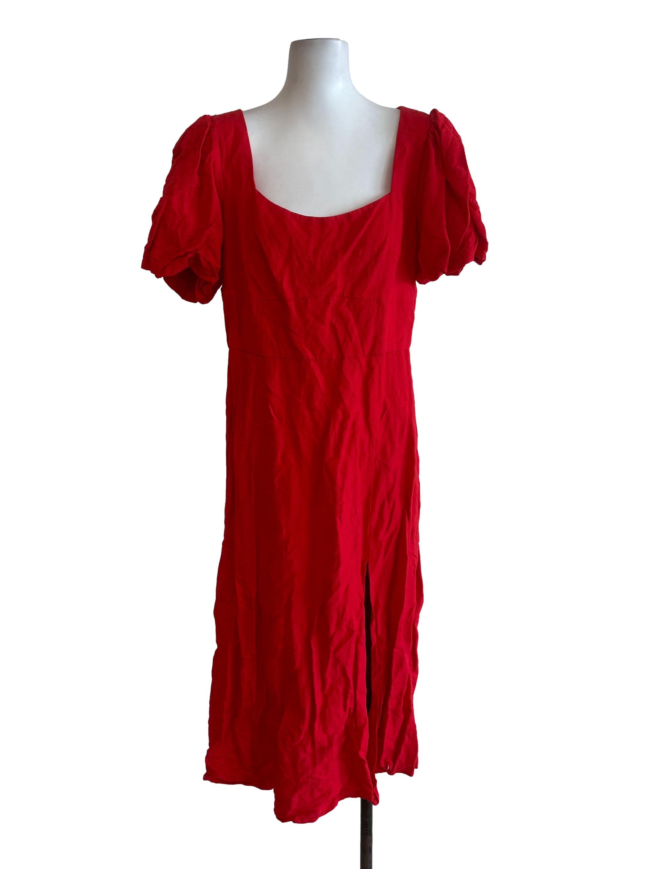 Rose Red Square Neck Dress