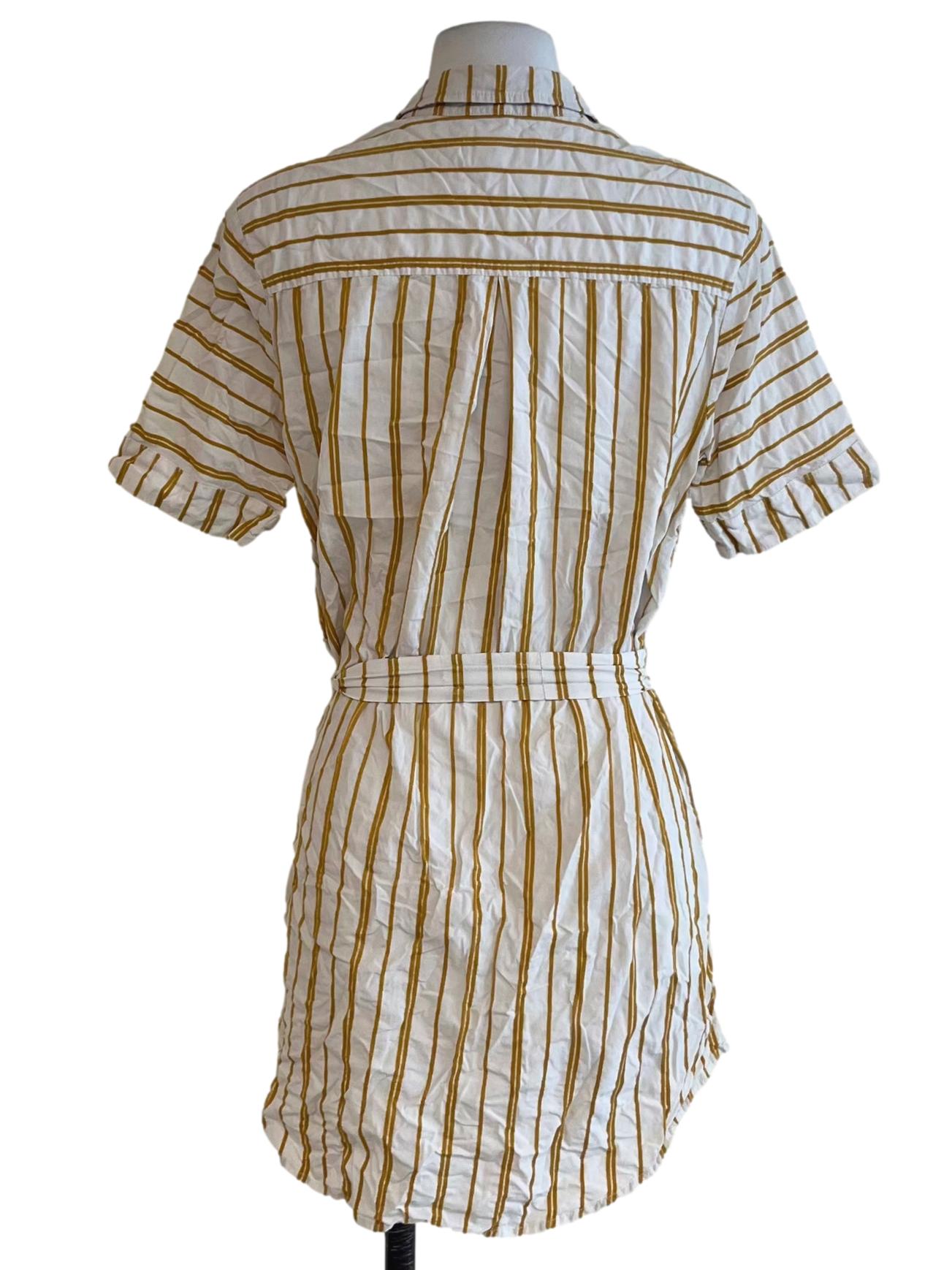 White Chalk Stripe Shirt Dress