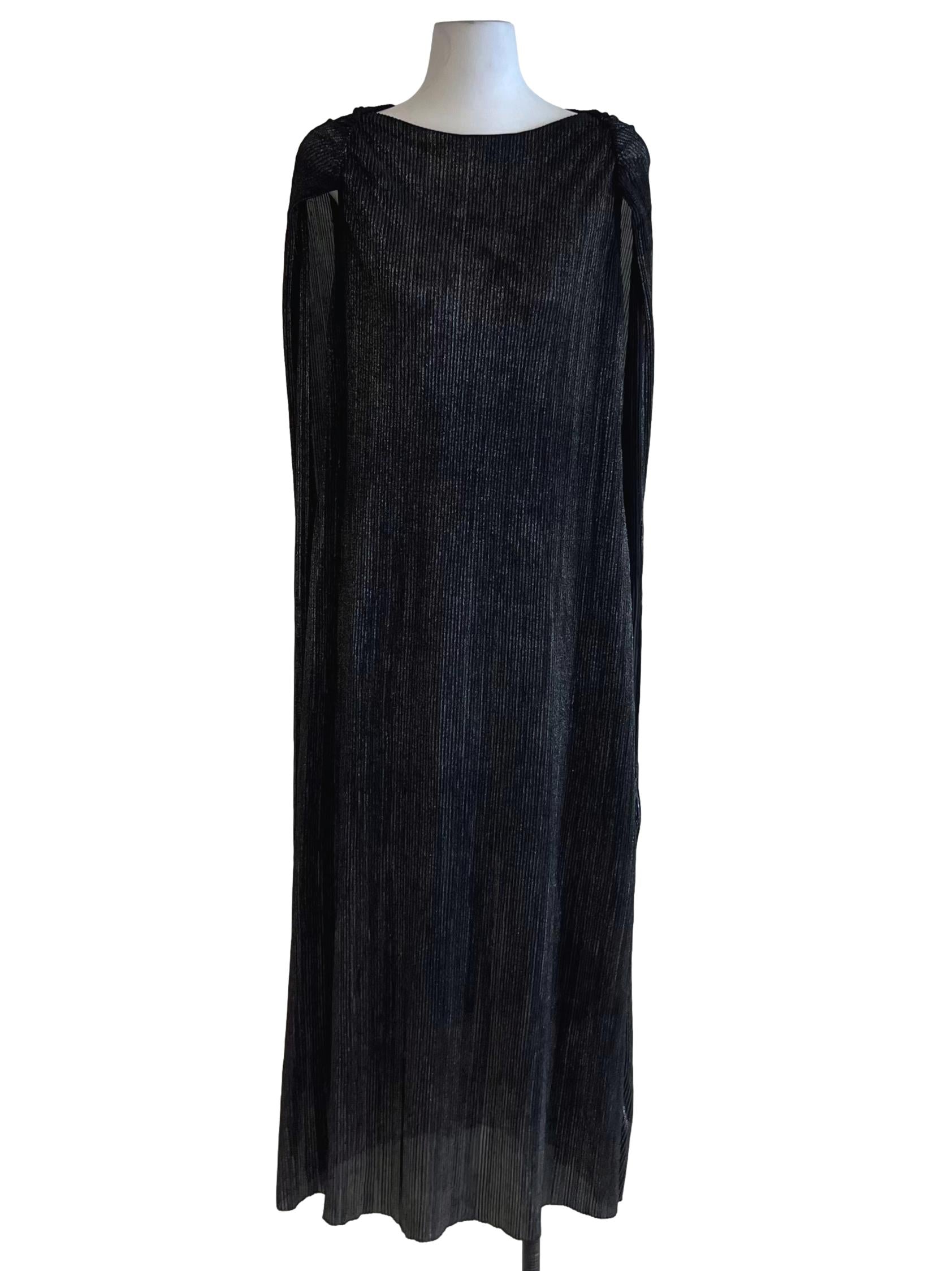 Black Metallic Sabrina Neckline Shift Dress