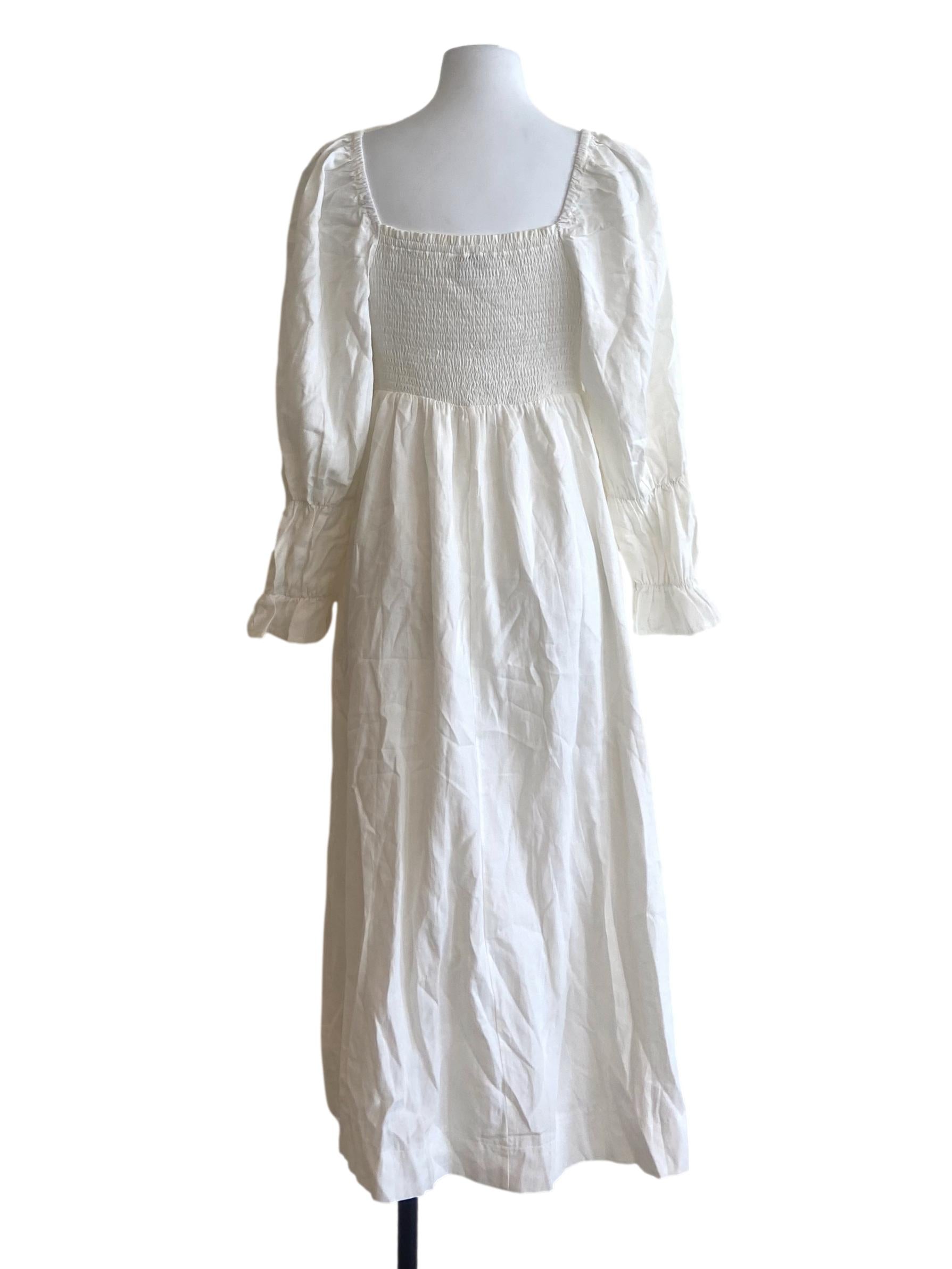 White Square Neck Empire Dress
