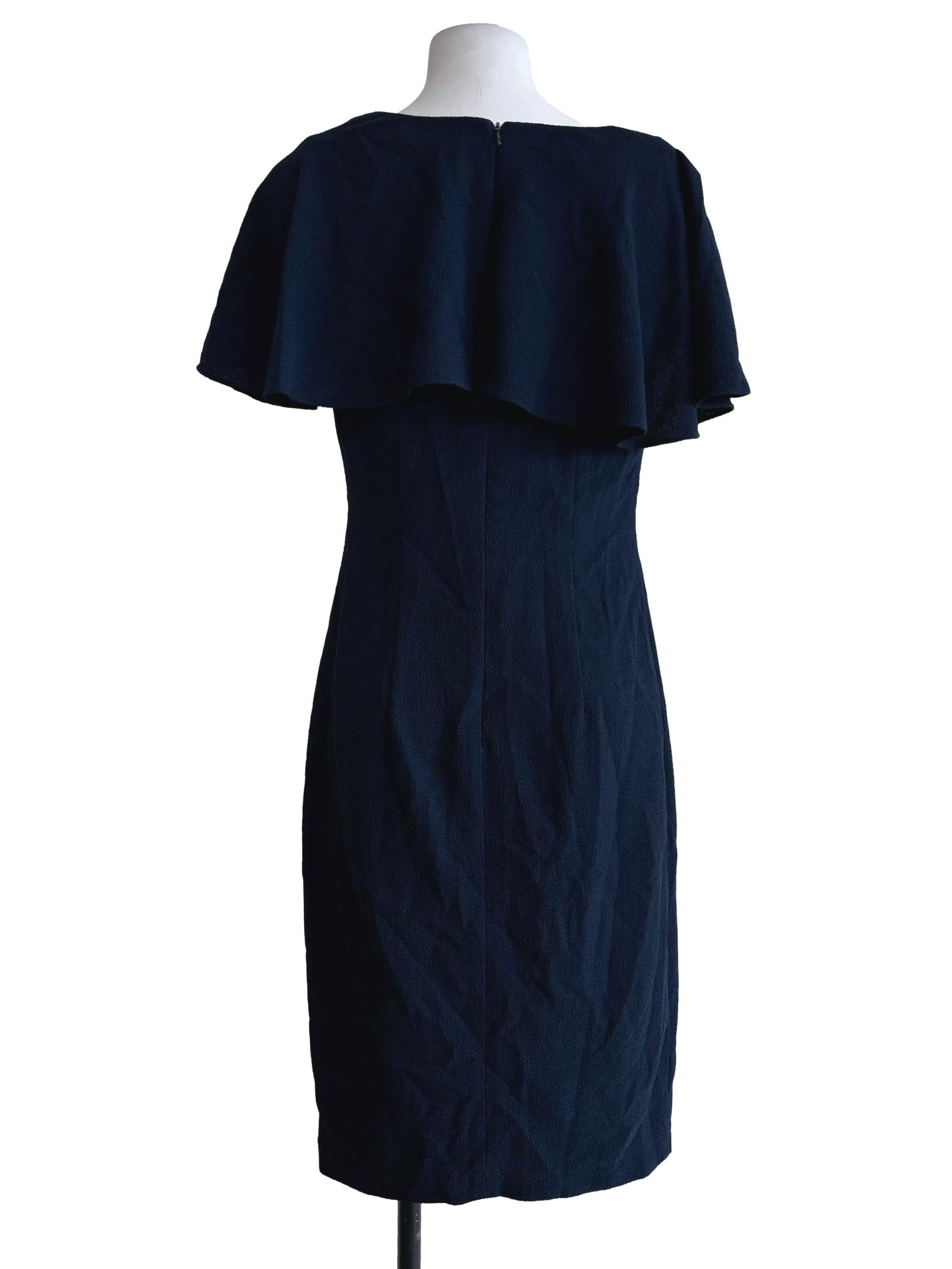 Navy Blue Cape Pencil Dress