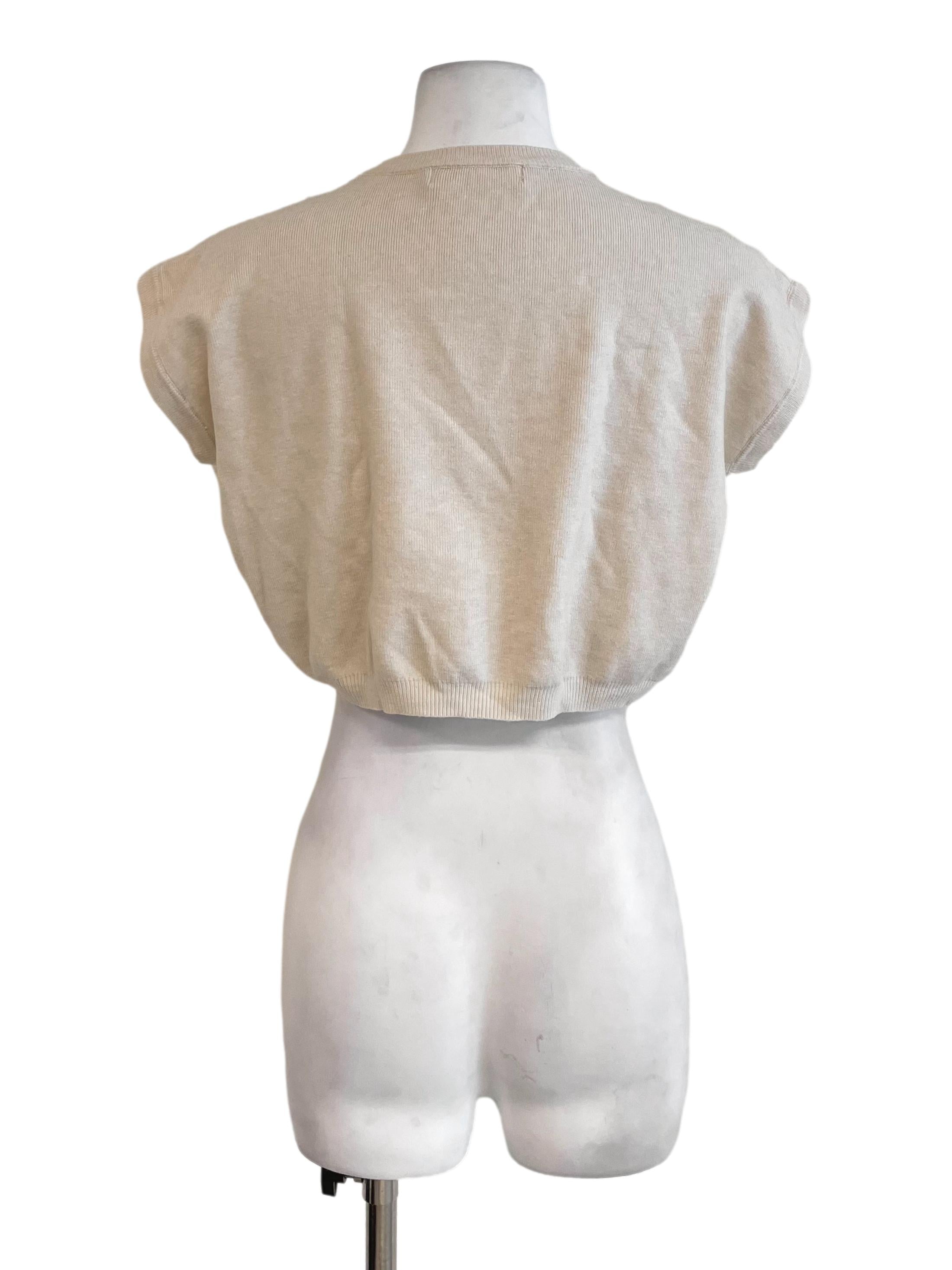 Ivory Drop Shoulder Knit Crop Top