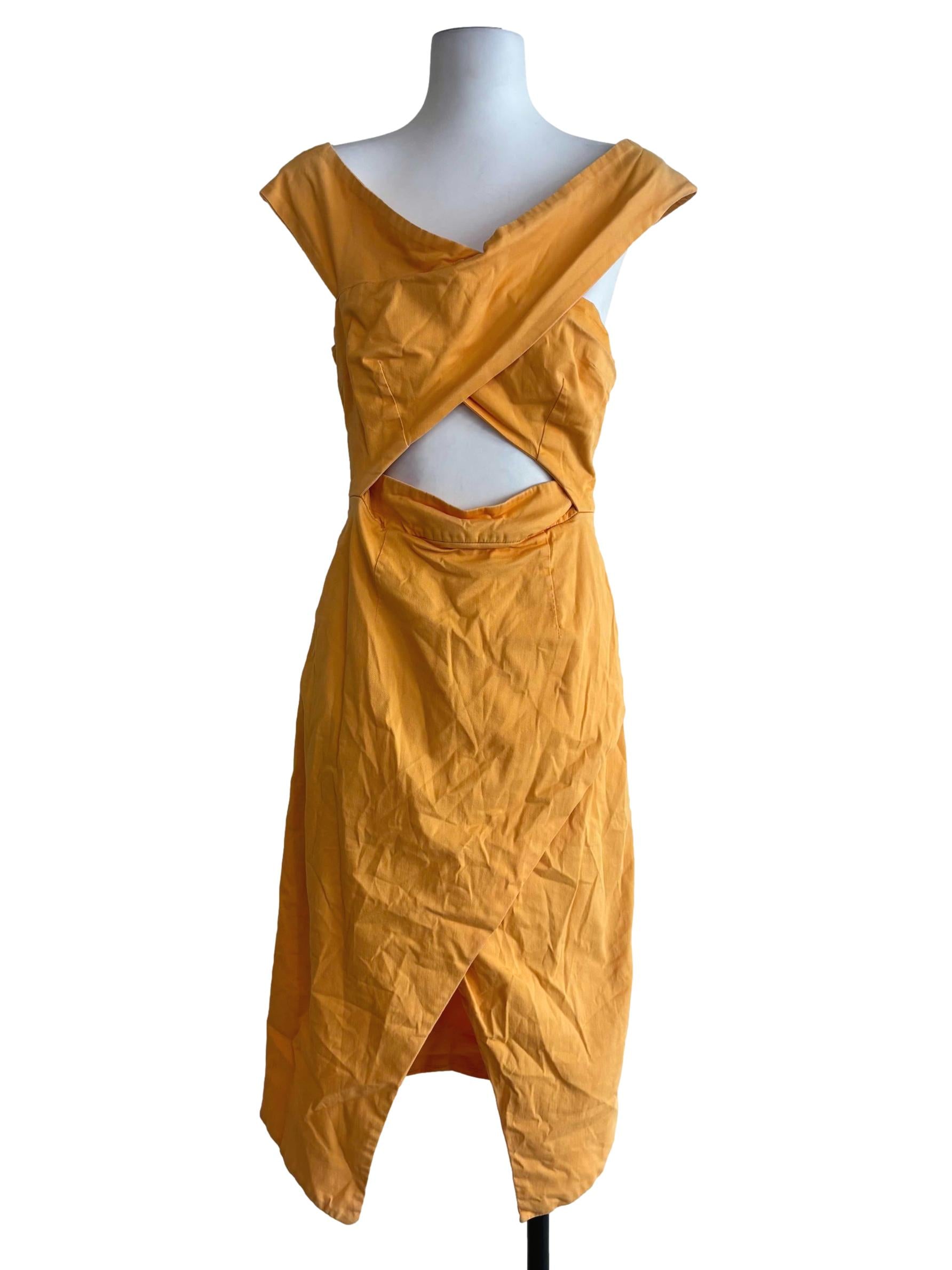 Honey Yellow Off Shoulder Pencil Dress