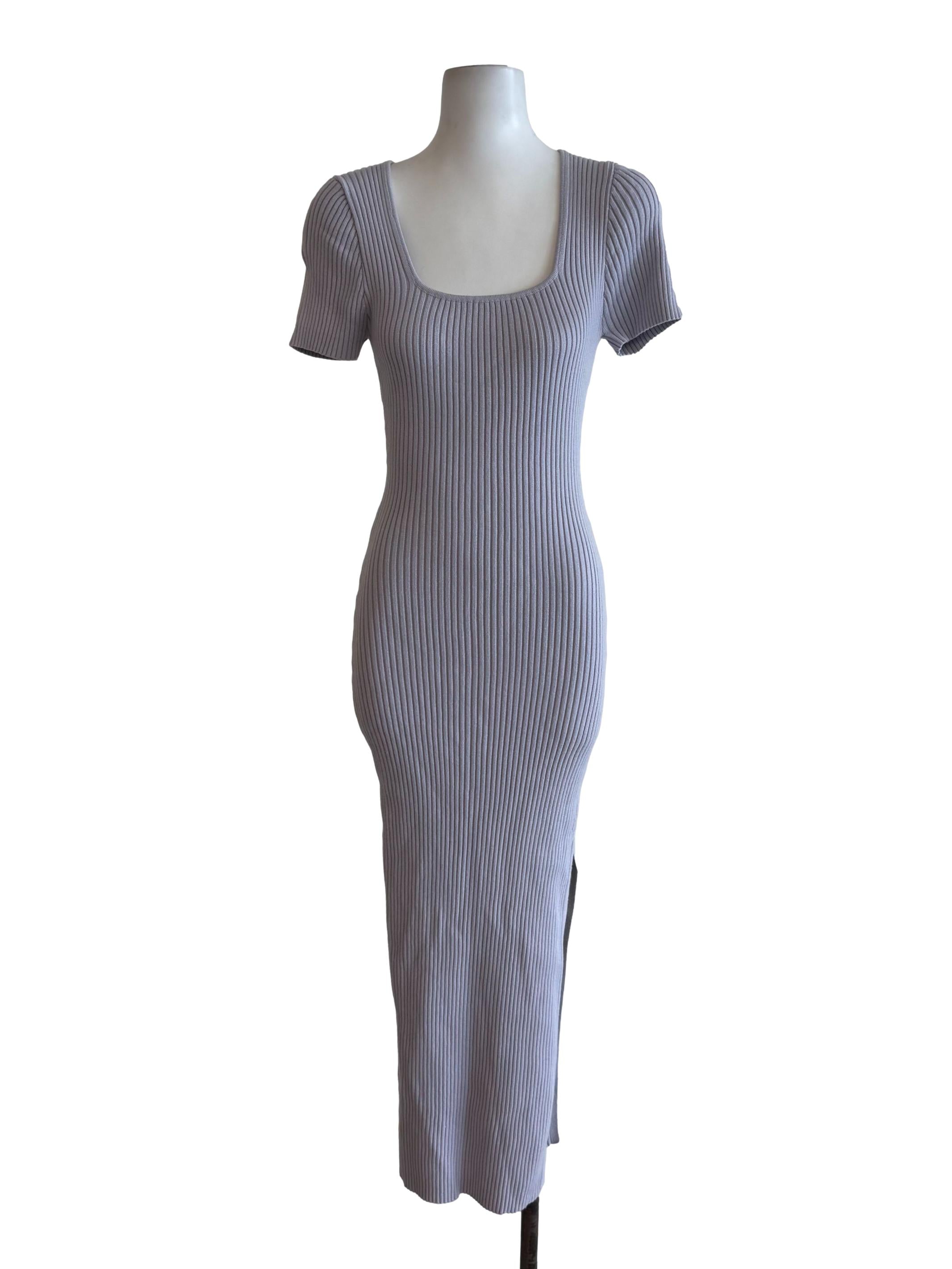 Lilac Ribbed Bodycon Knit Dress