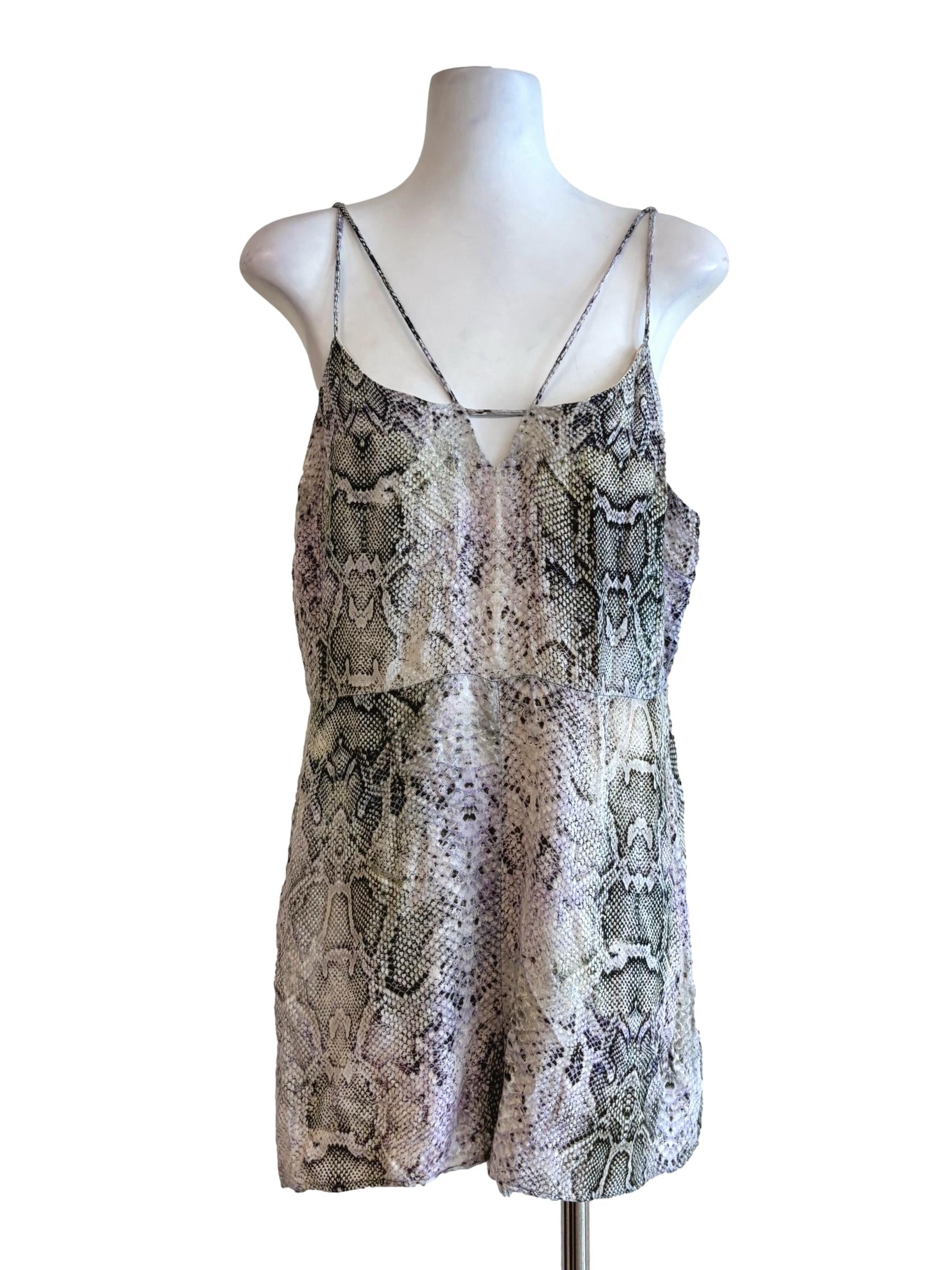 Bone White Snake Patterned Sleeveless Romper