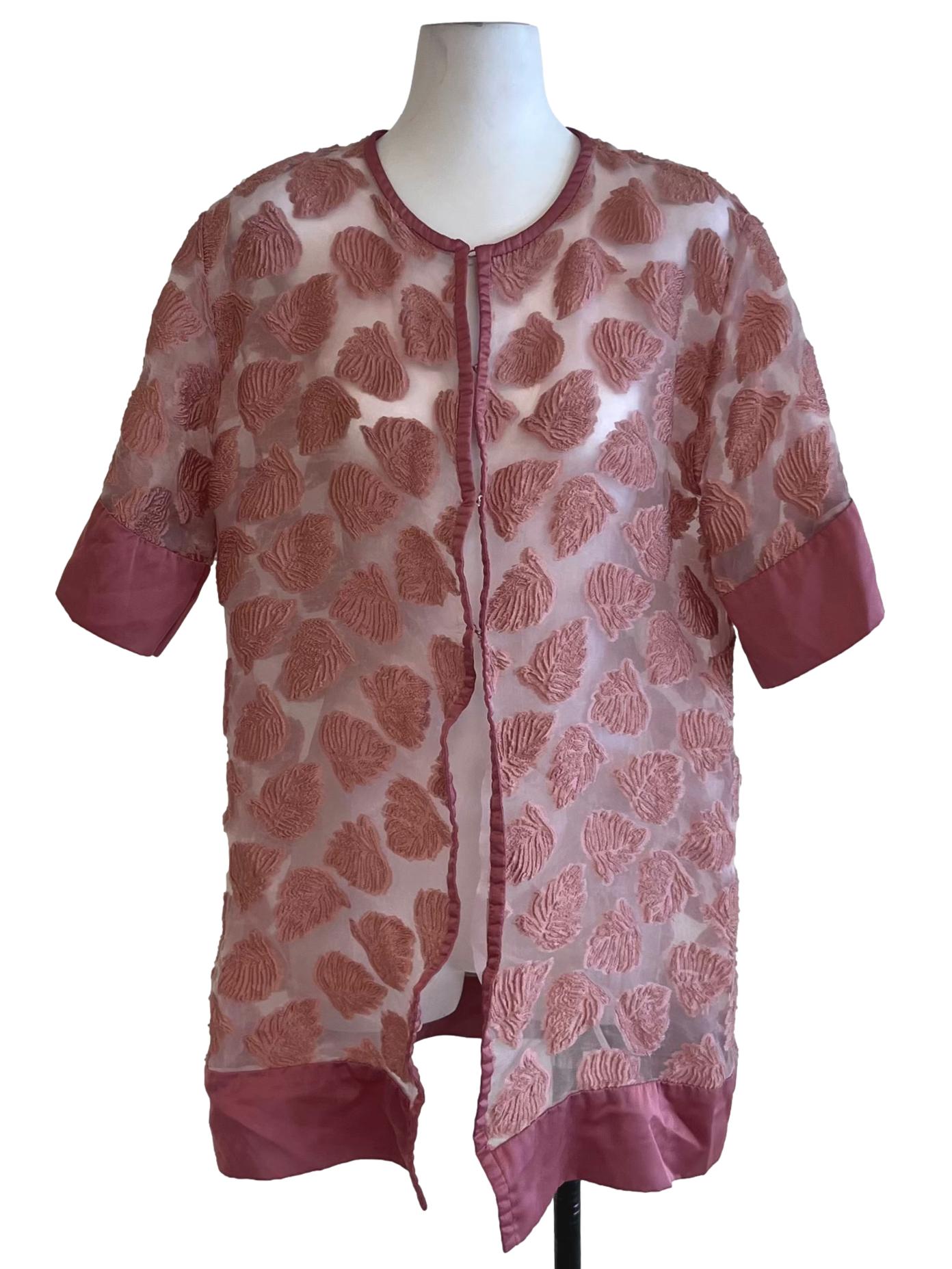 Blush Pink Sheer Abstract Poncho Outerwear