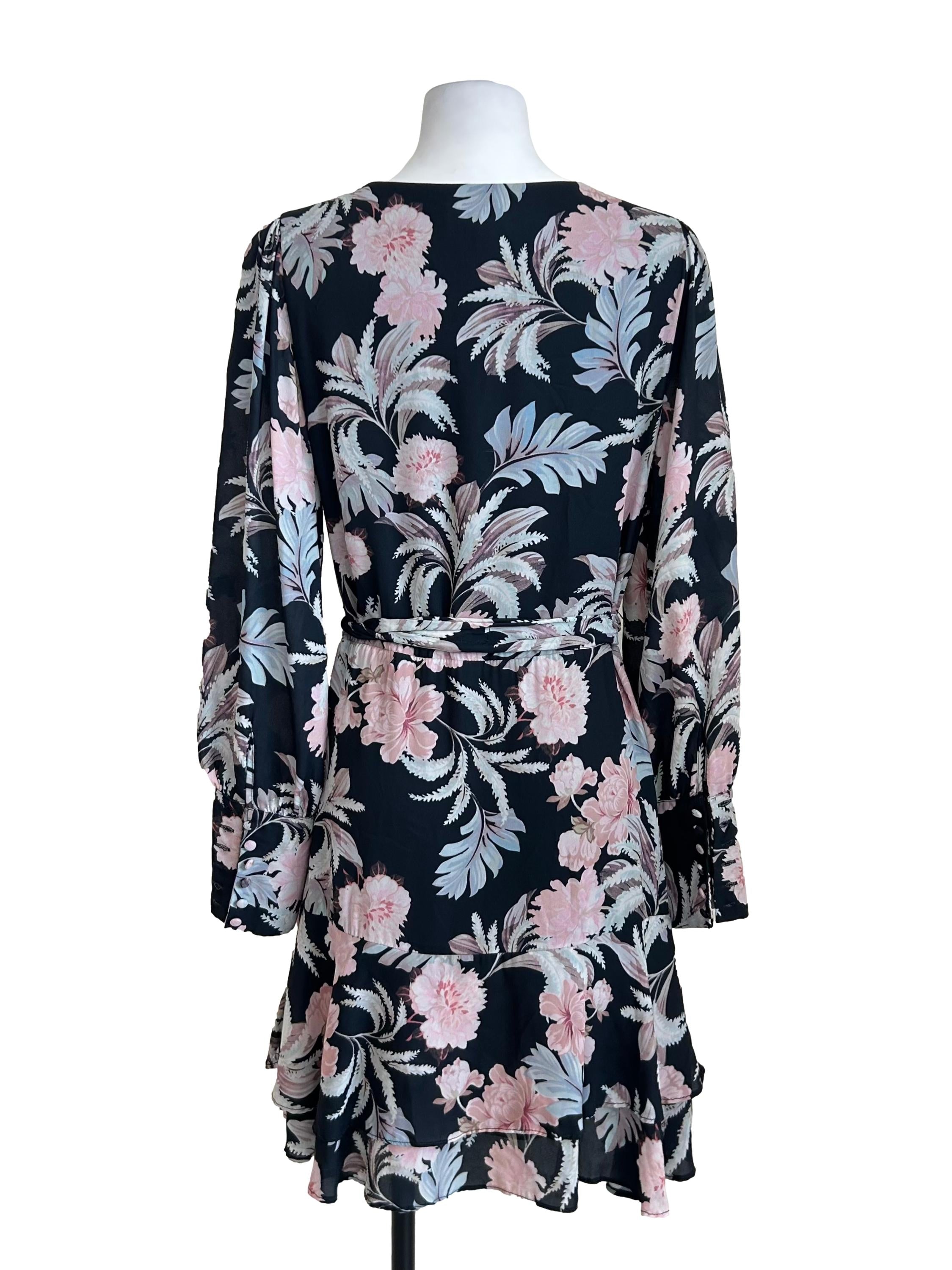 Denim Blue Floral Wrap Dress