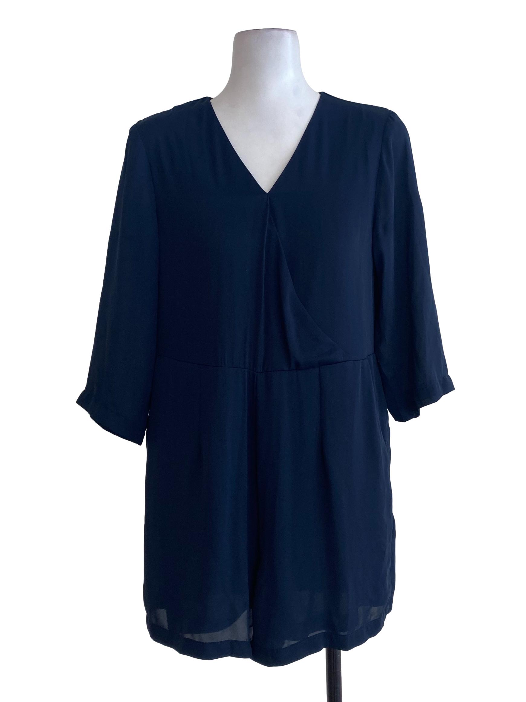 Navy Blue V Neck Rompers