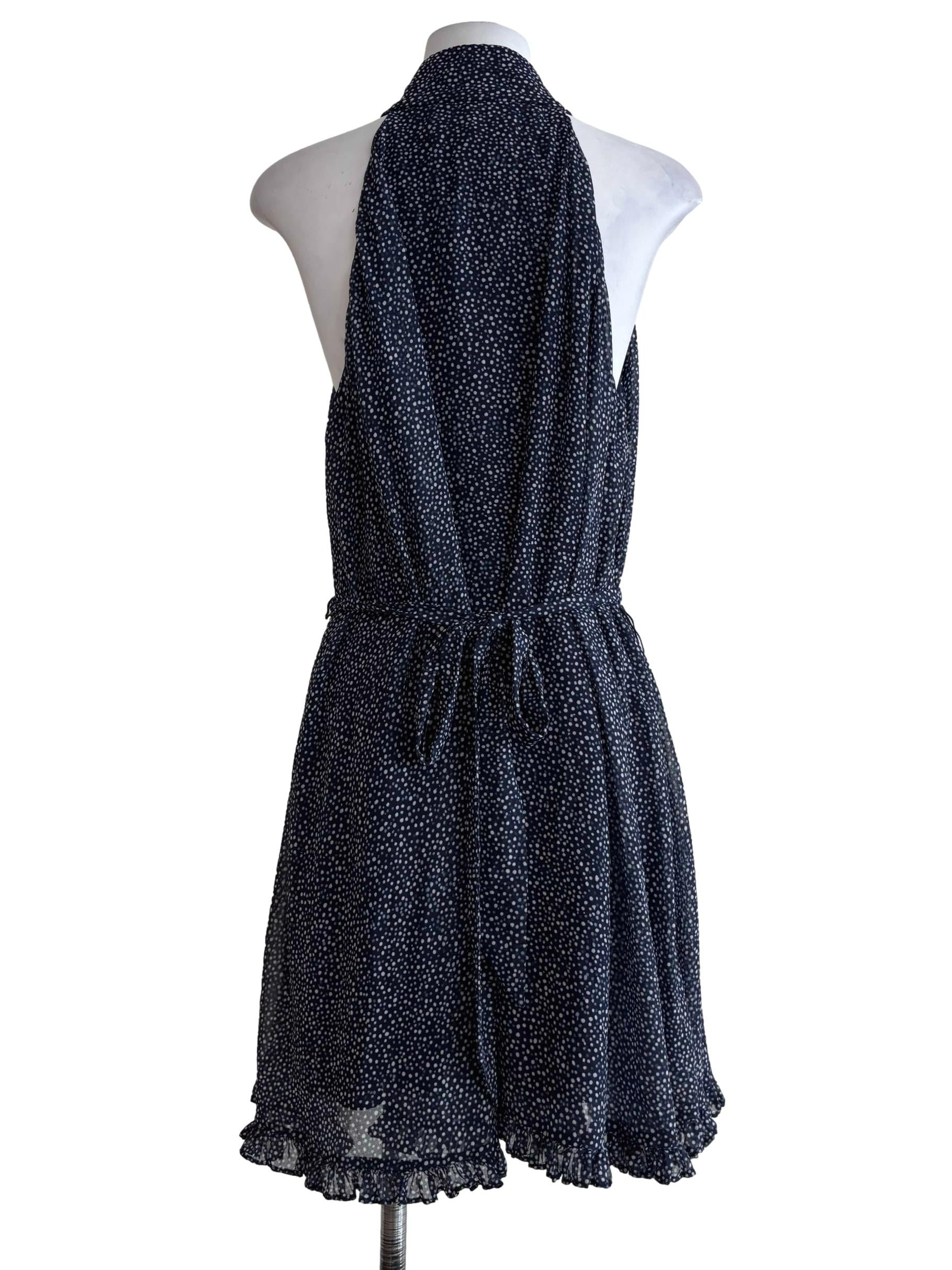 Peacock Blue Polka Dot Buttoned Tent Dress
