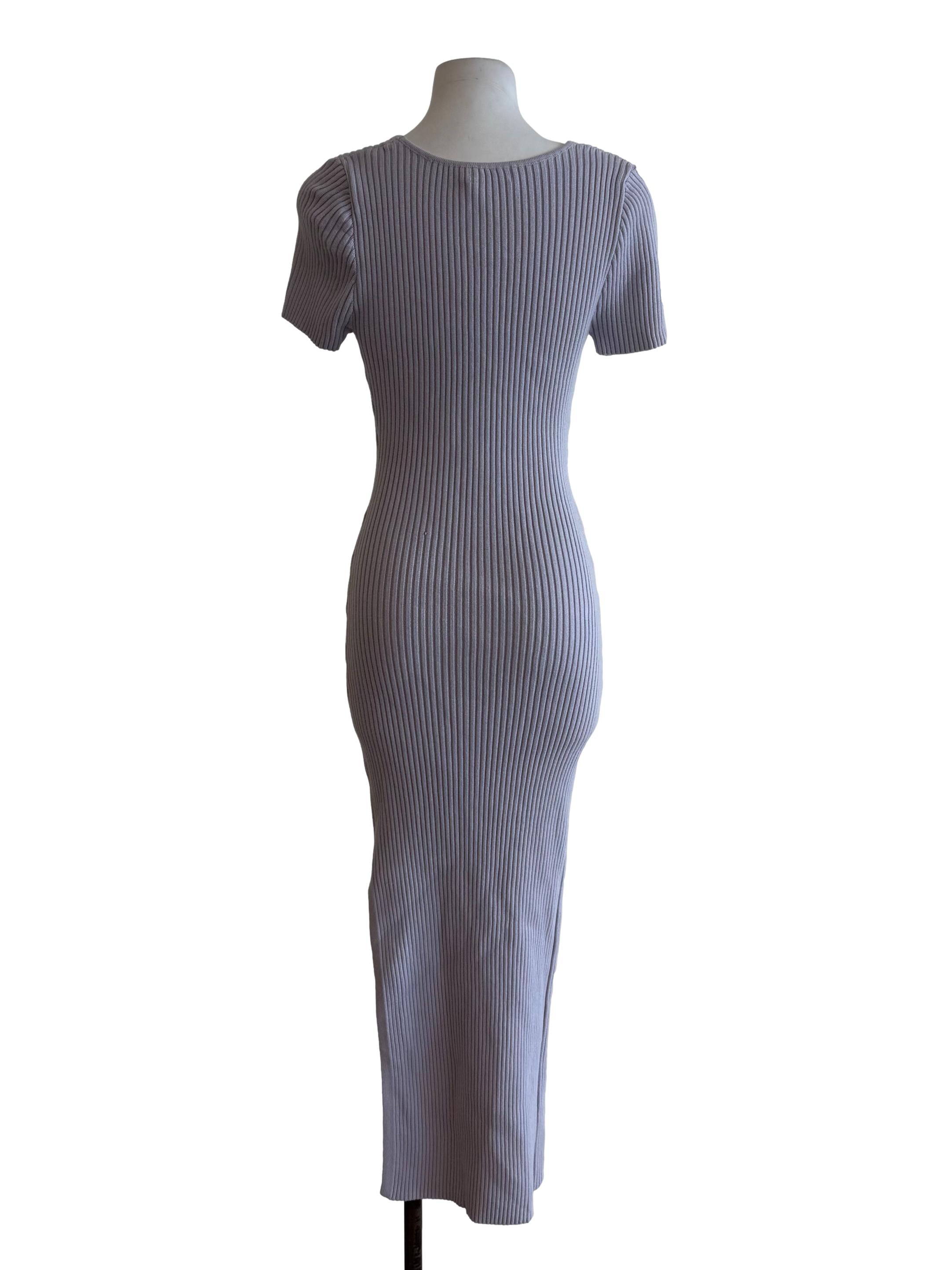 Lilac Ribbed Bodycon Knit Dress