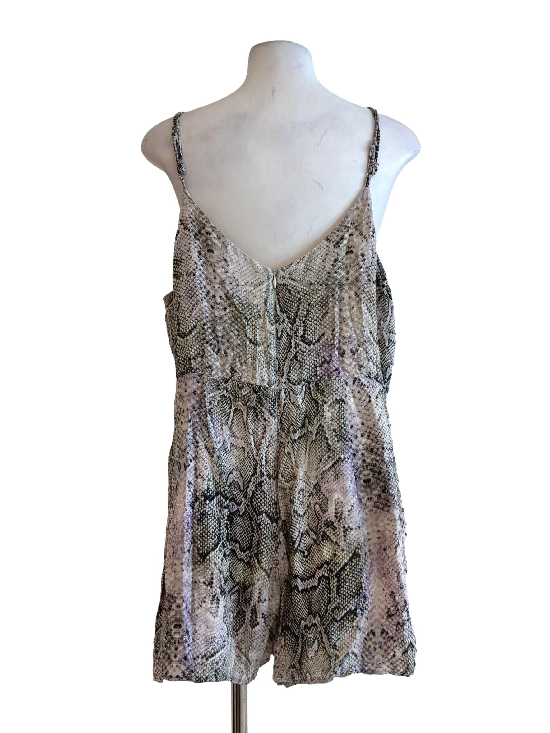 Bone White Snake Patterned Sleeveless Romper