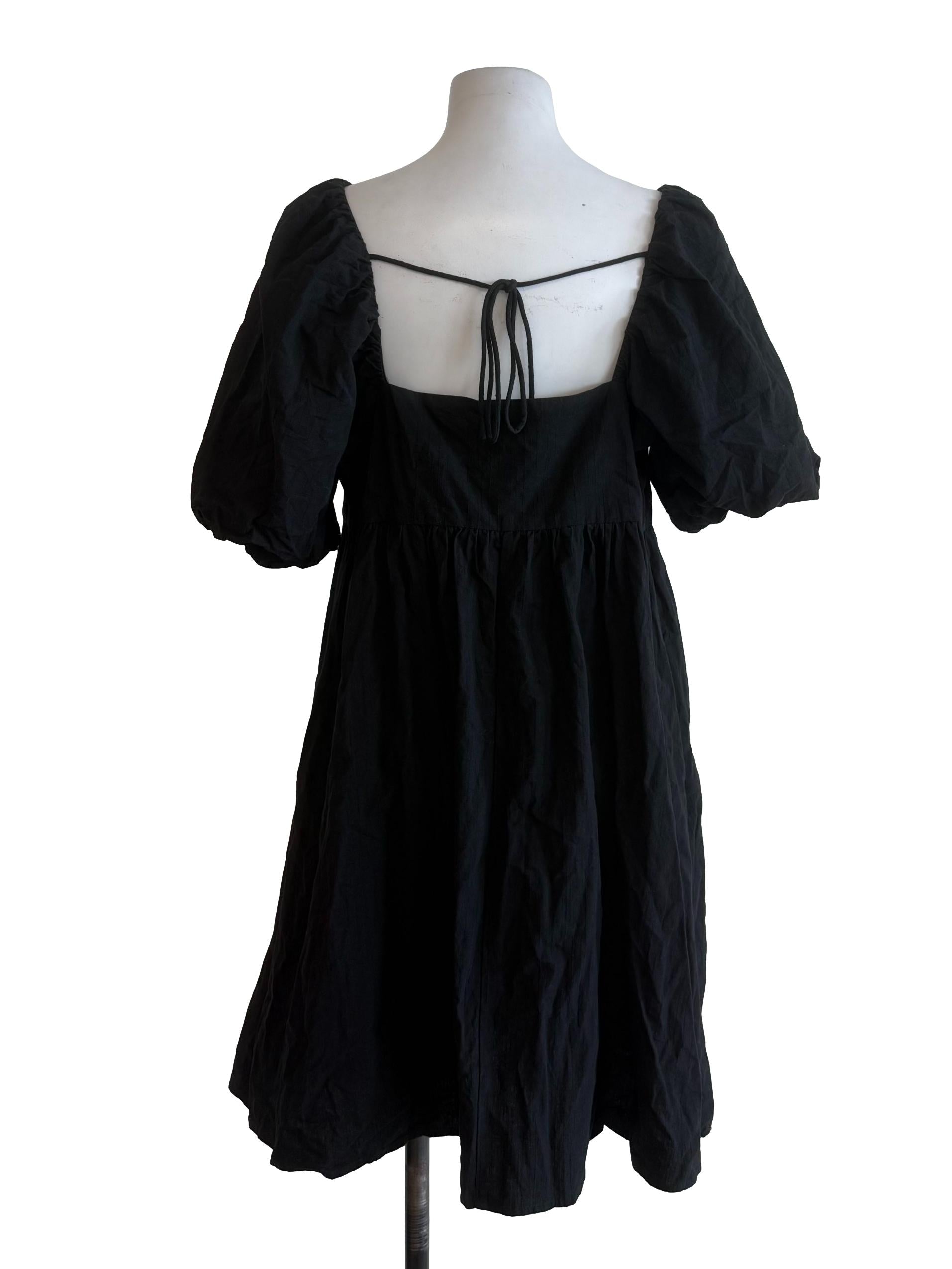 Black Bubble Sleeves Dress