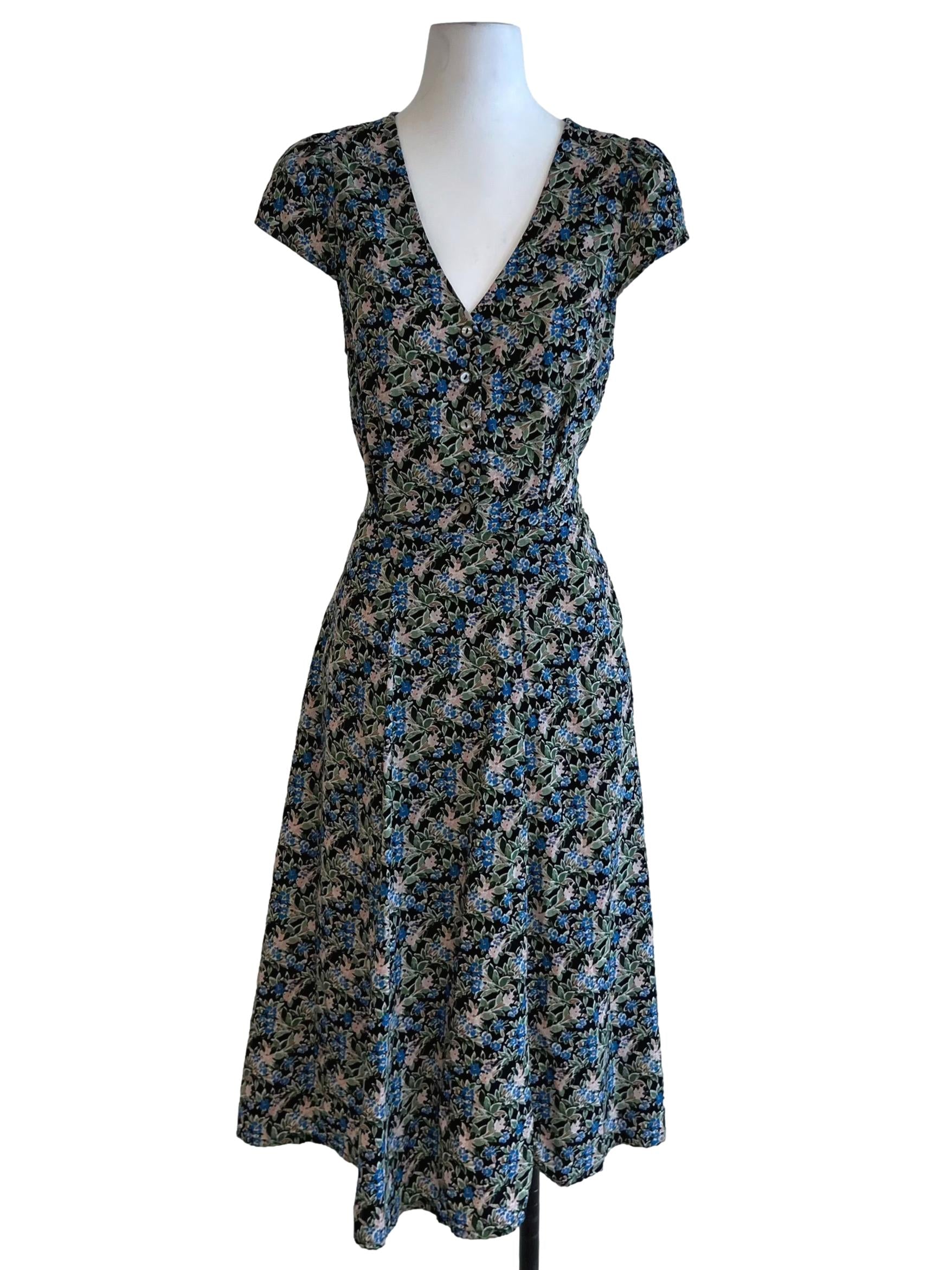 Black Floral Empire Dress
