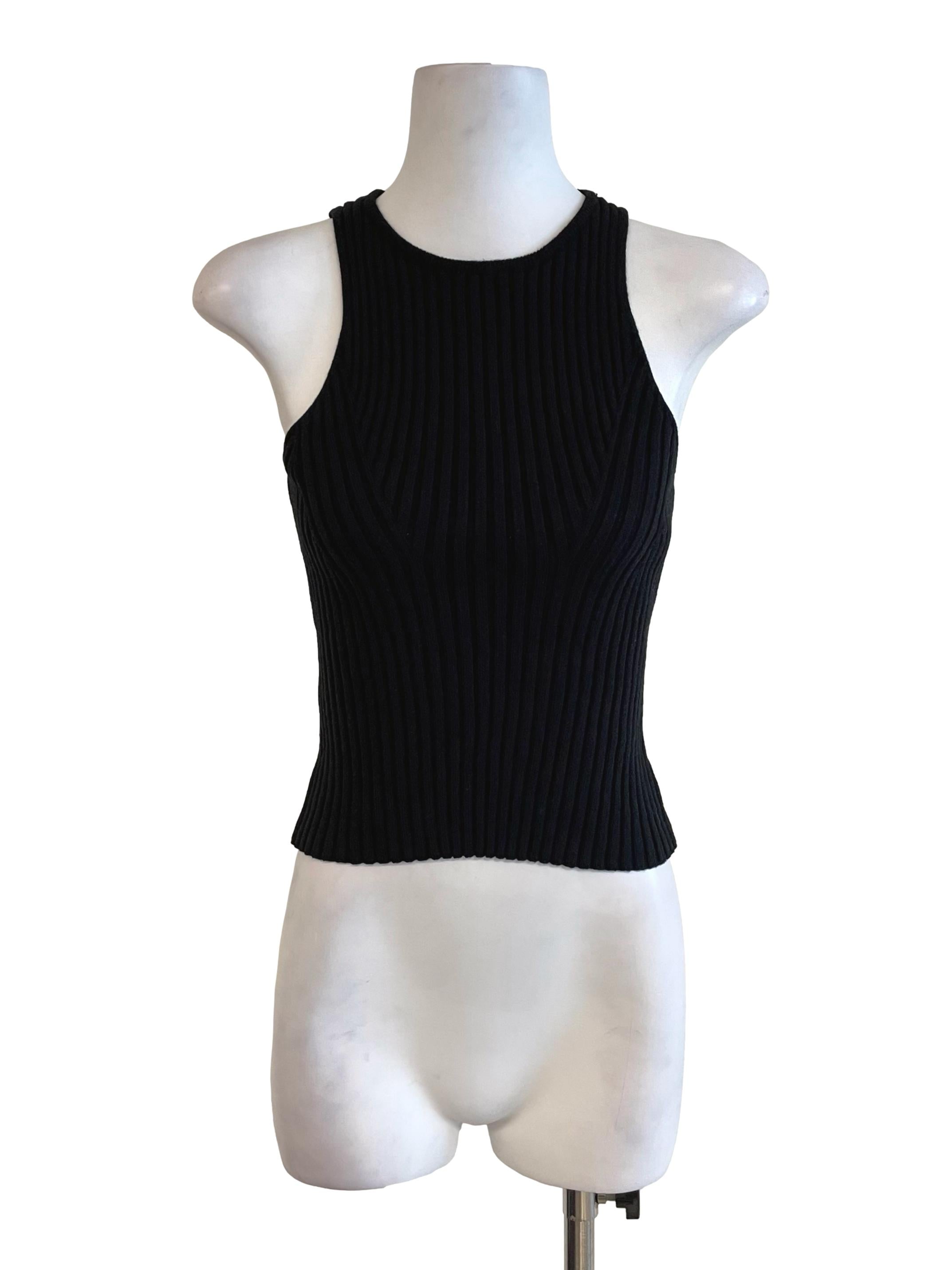 Black Ribbed Knit Tank Top