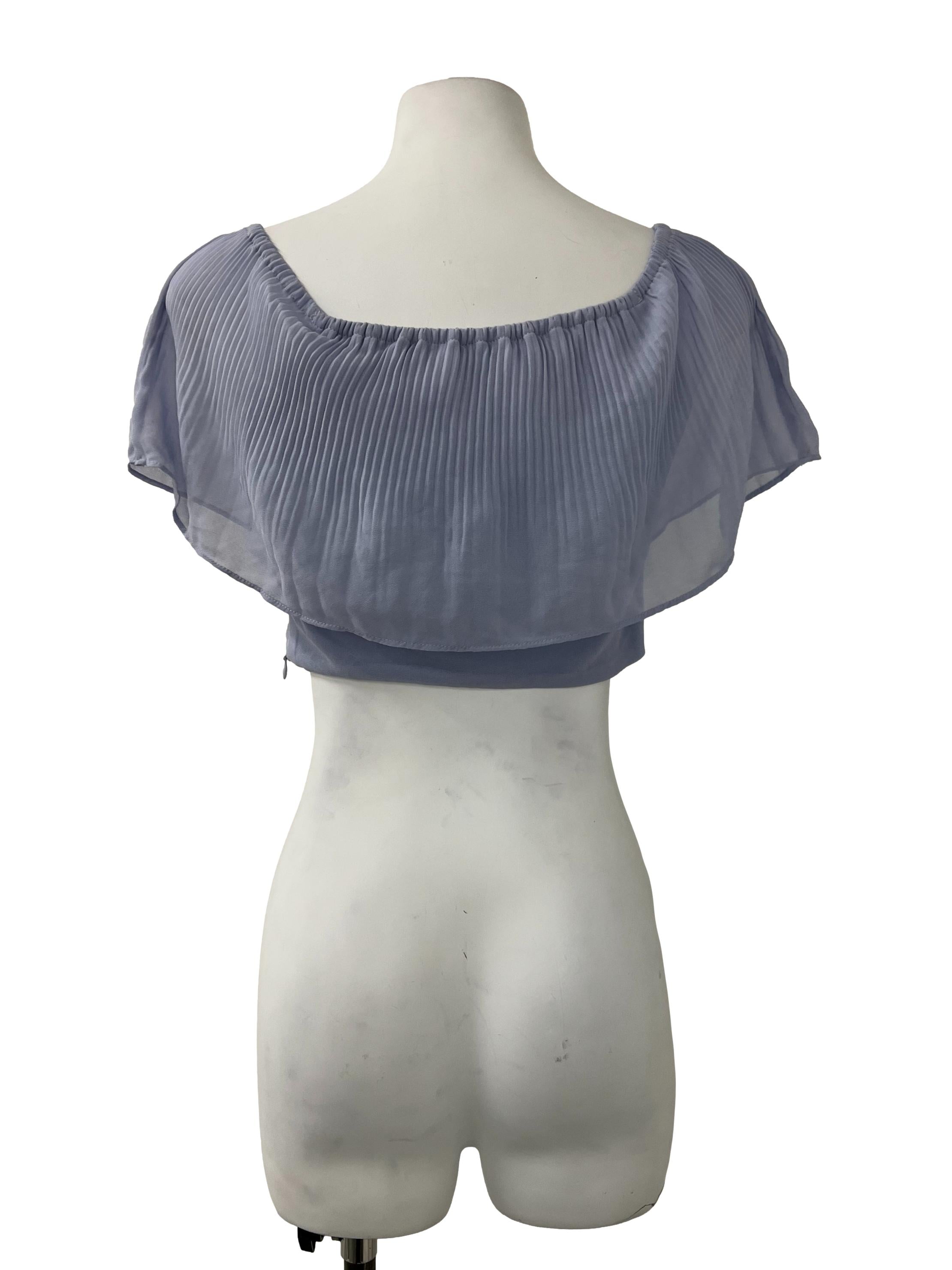 Periwinkle Pleated Off Shoulder Top