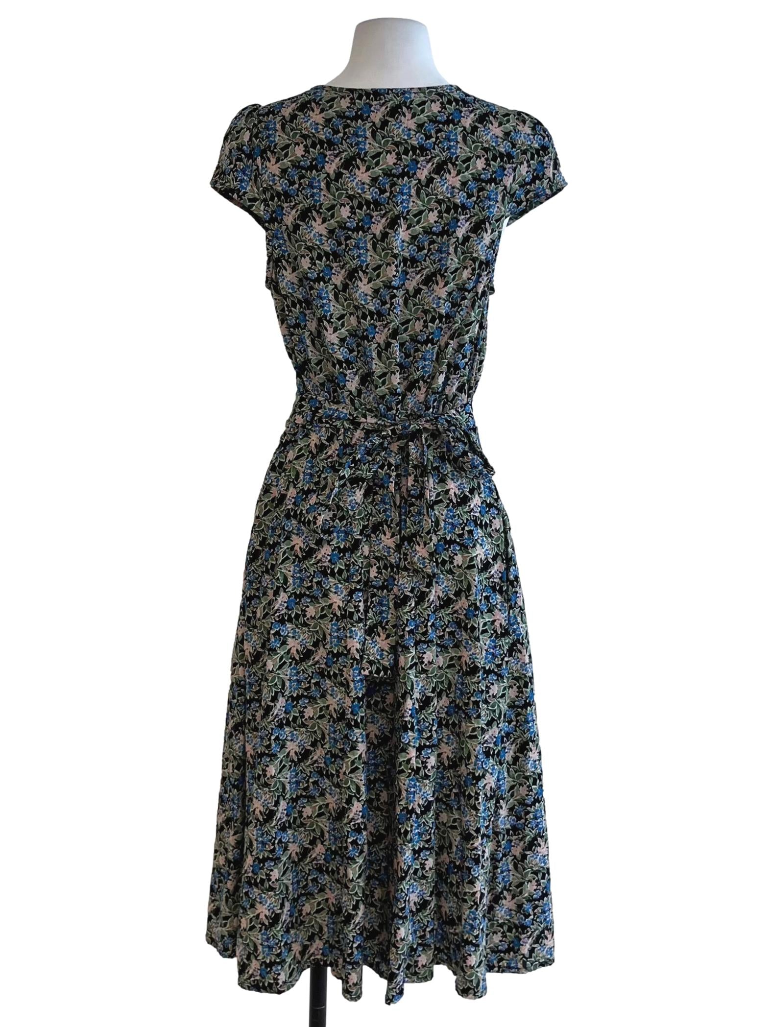 Black Floral Empire Dress