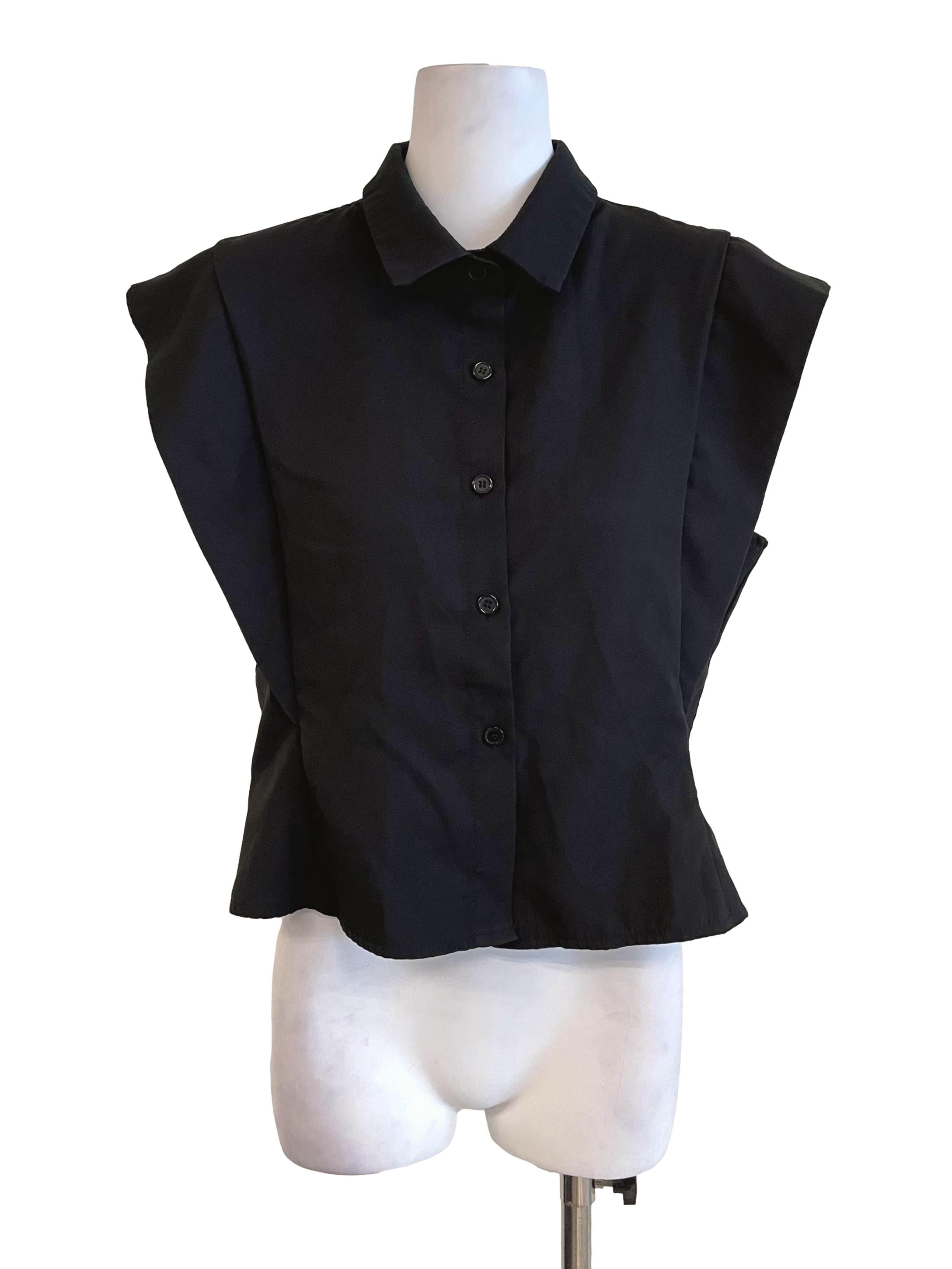 Black Triangle Button Up Blouse