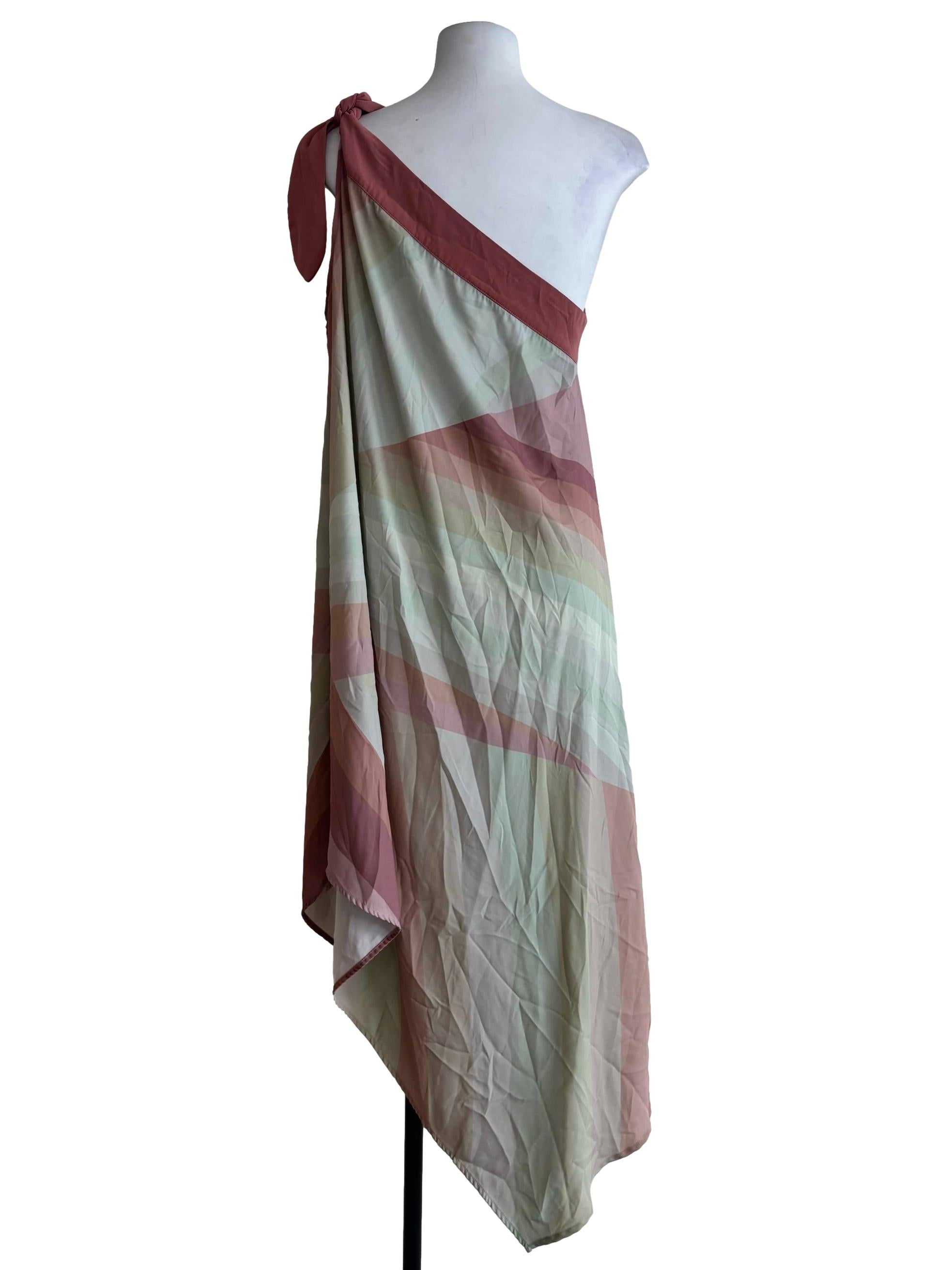 Coral Pink And Green Tahiti Dress