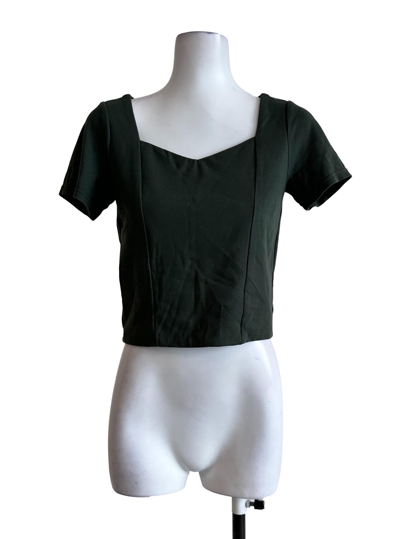 Pine Green Queen Anne Neckline Top