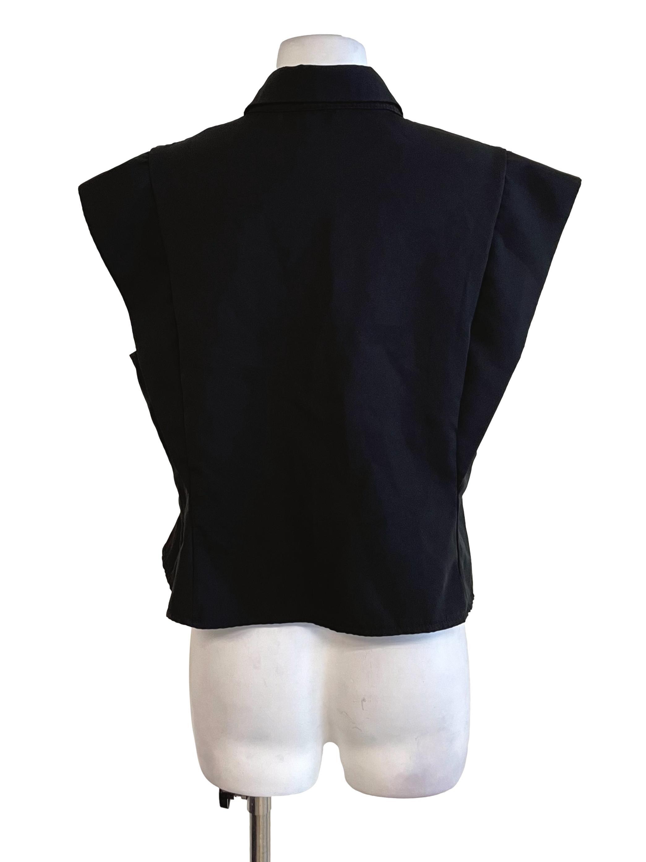 Black Triangle Button Up Blouse