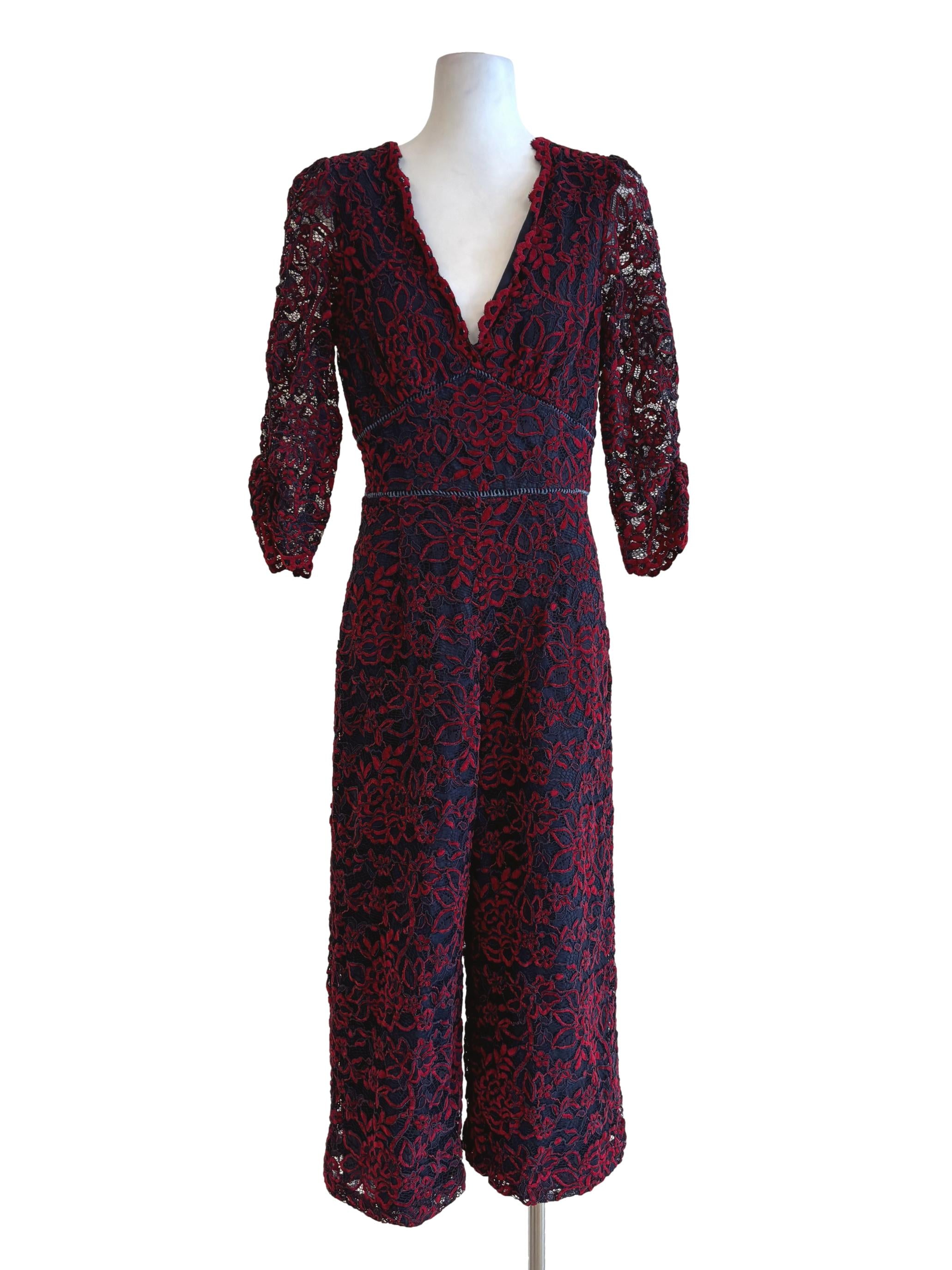 Blood Red Floral Lace Jumpsuit