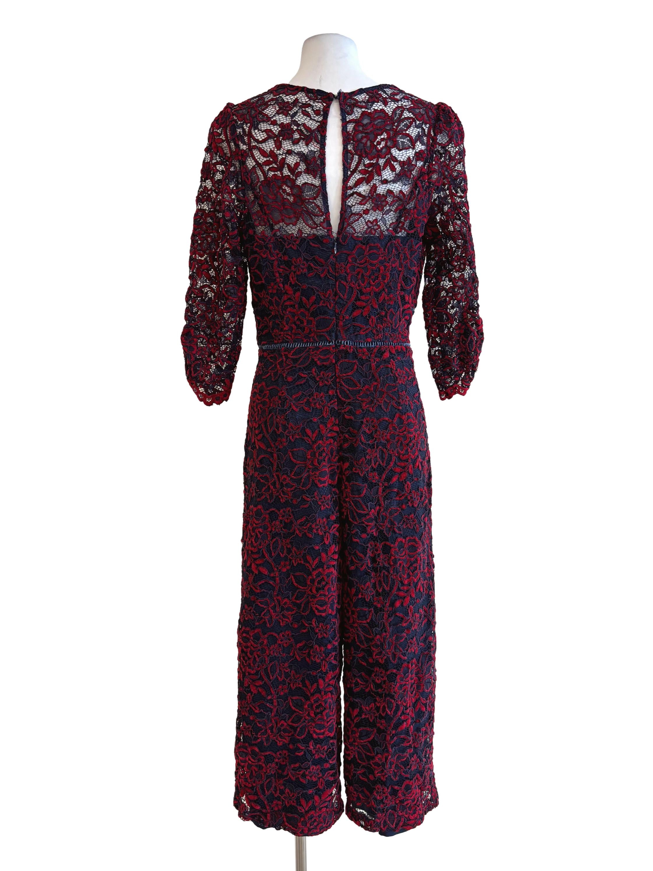Blood Red Floral Lace Jumpsuit