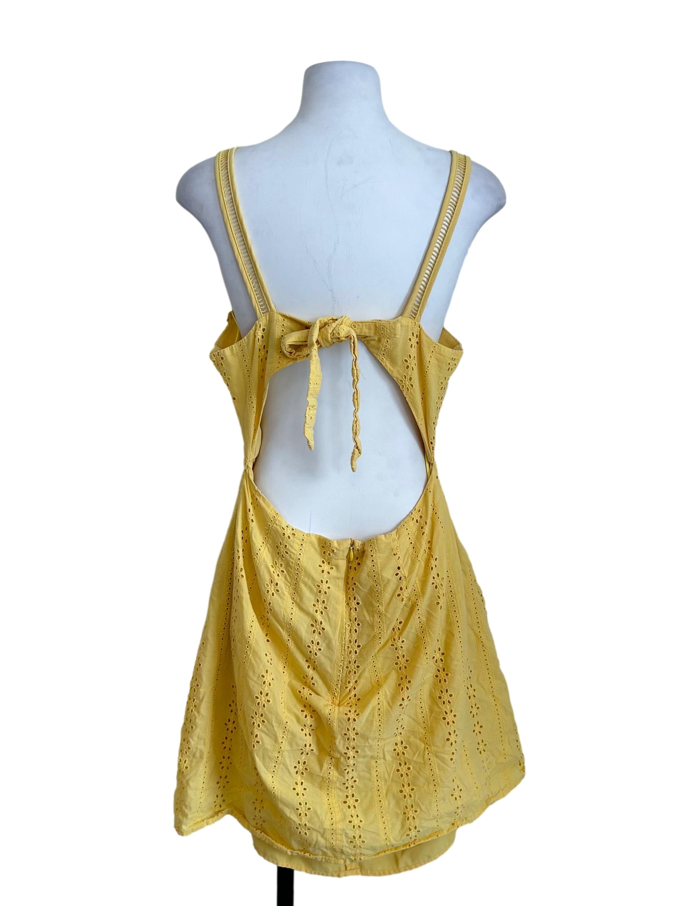 Yellow Eyelet Ruffled Cami Dress