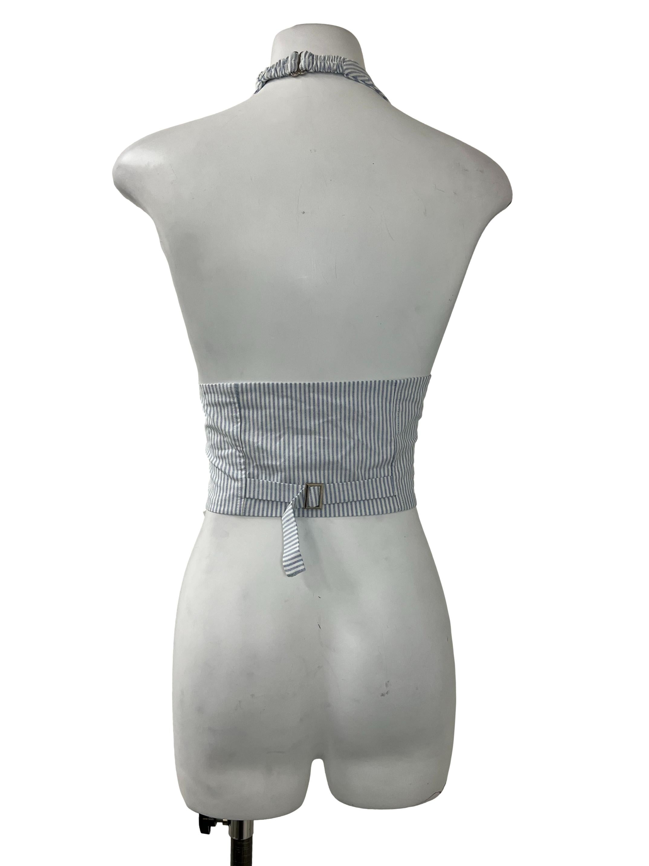 White Blue Striped Vest