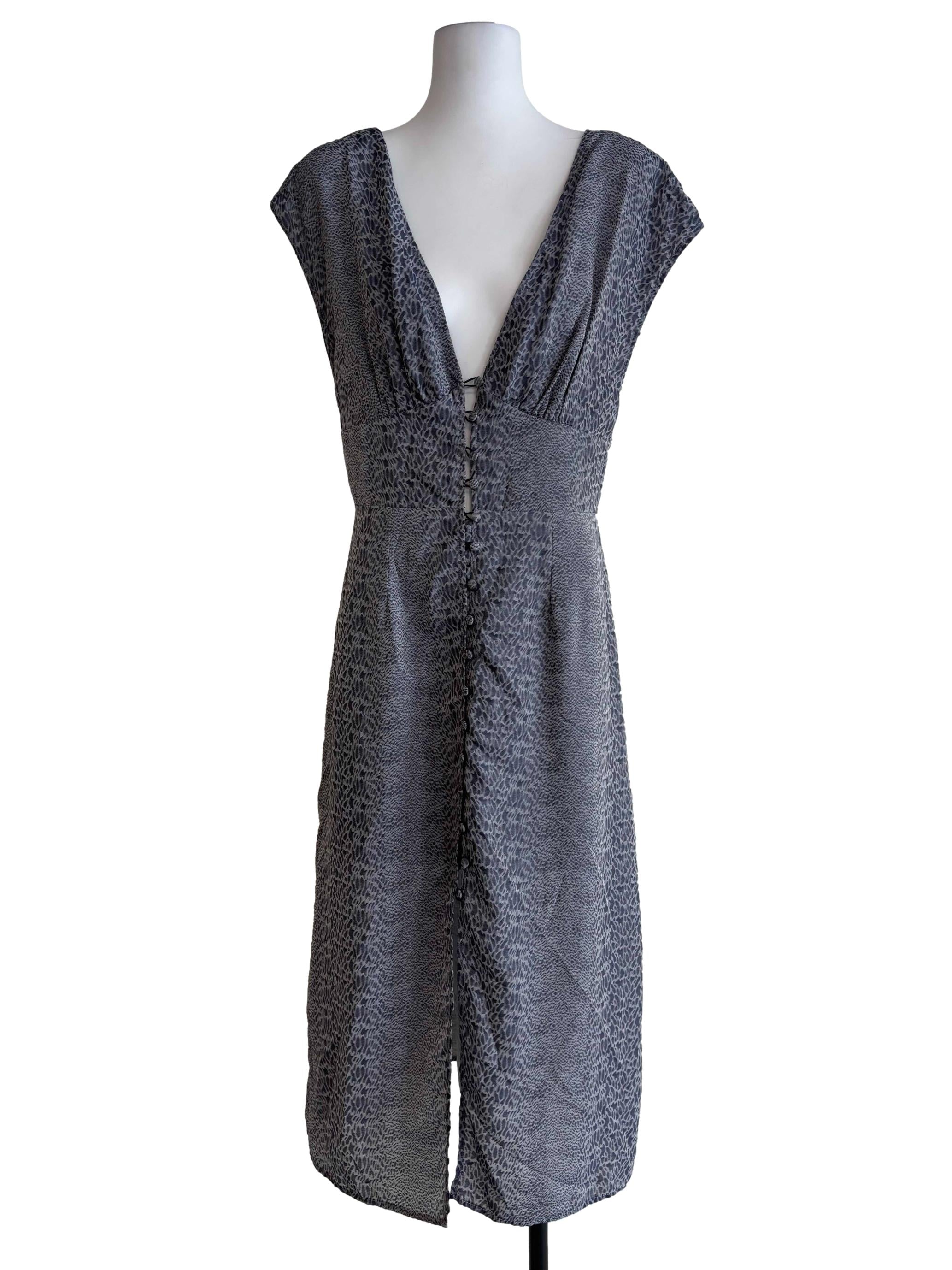 Stone Blue Cheetah Print Slip Dress