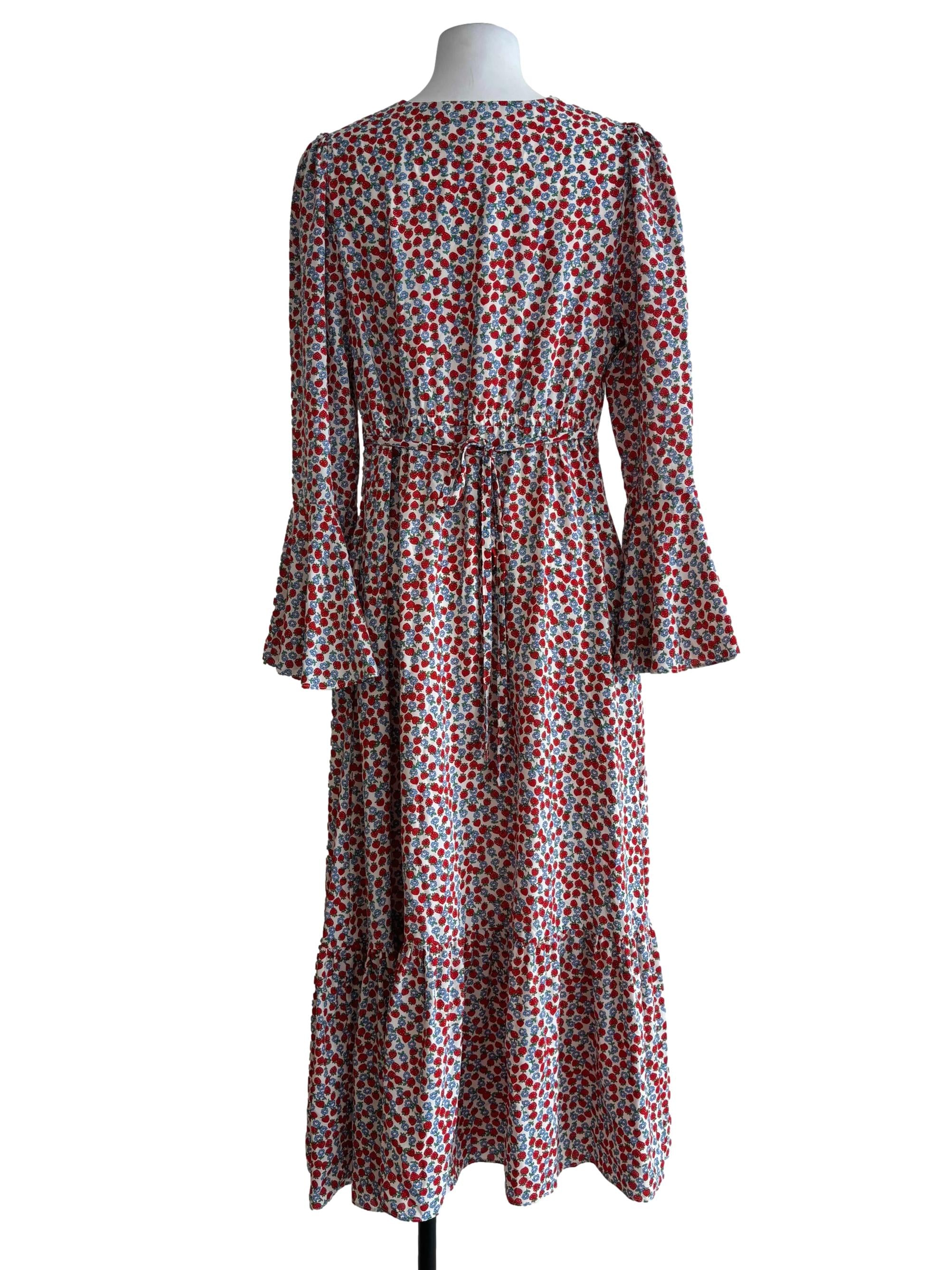 Strawberry Red Printed Fit And Flare Dress