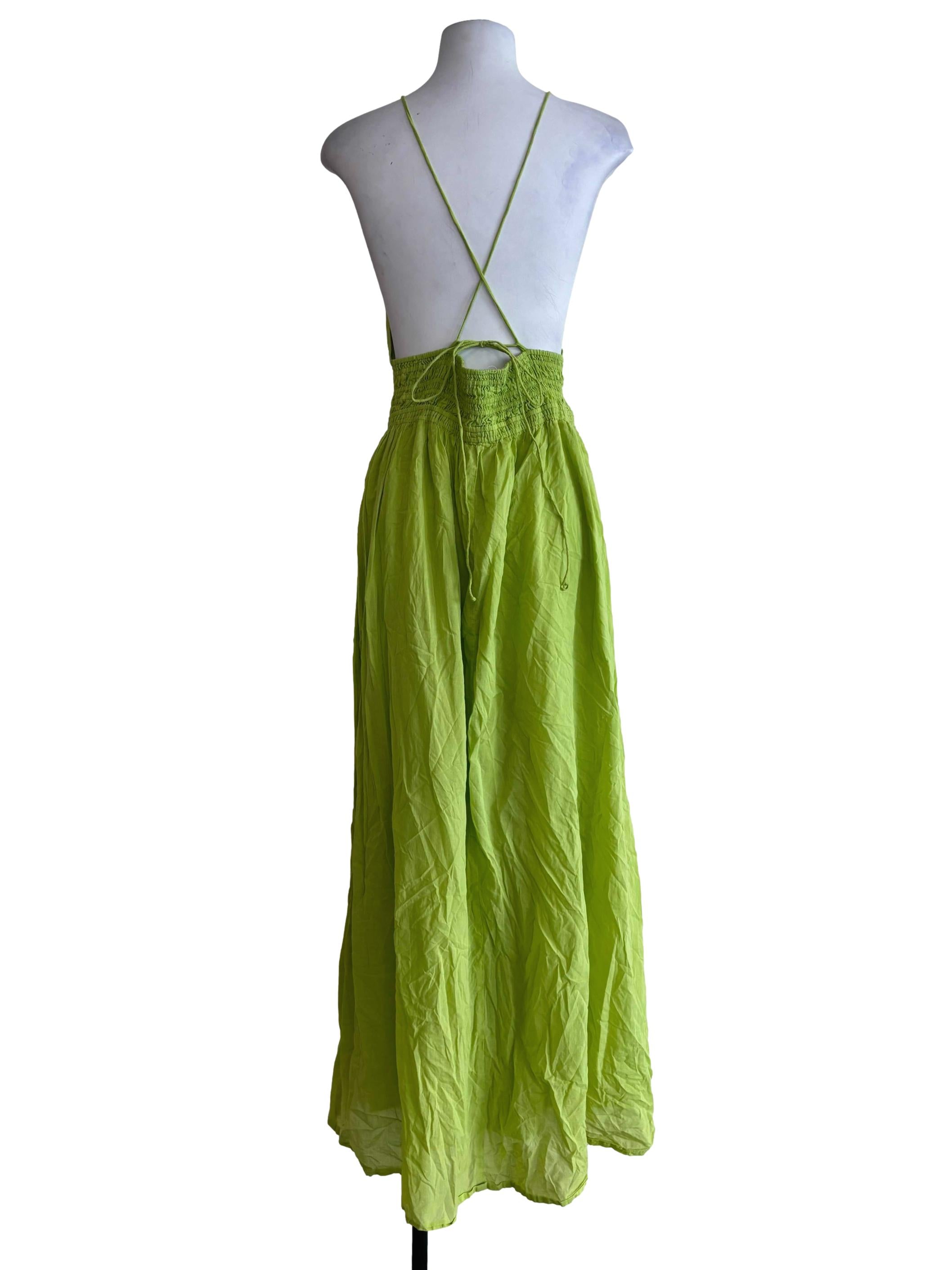 Lime Green Linen Slip Dress