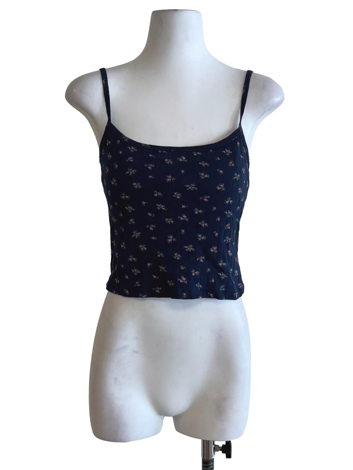 Navy Blue Floral Tank Top